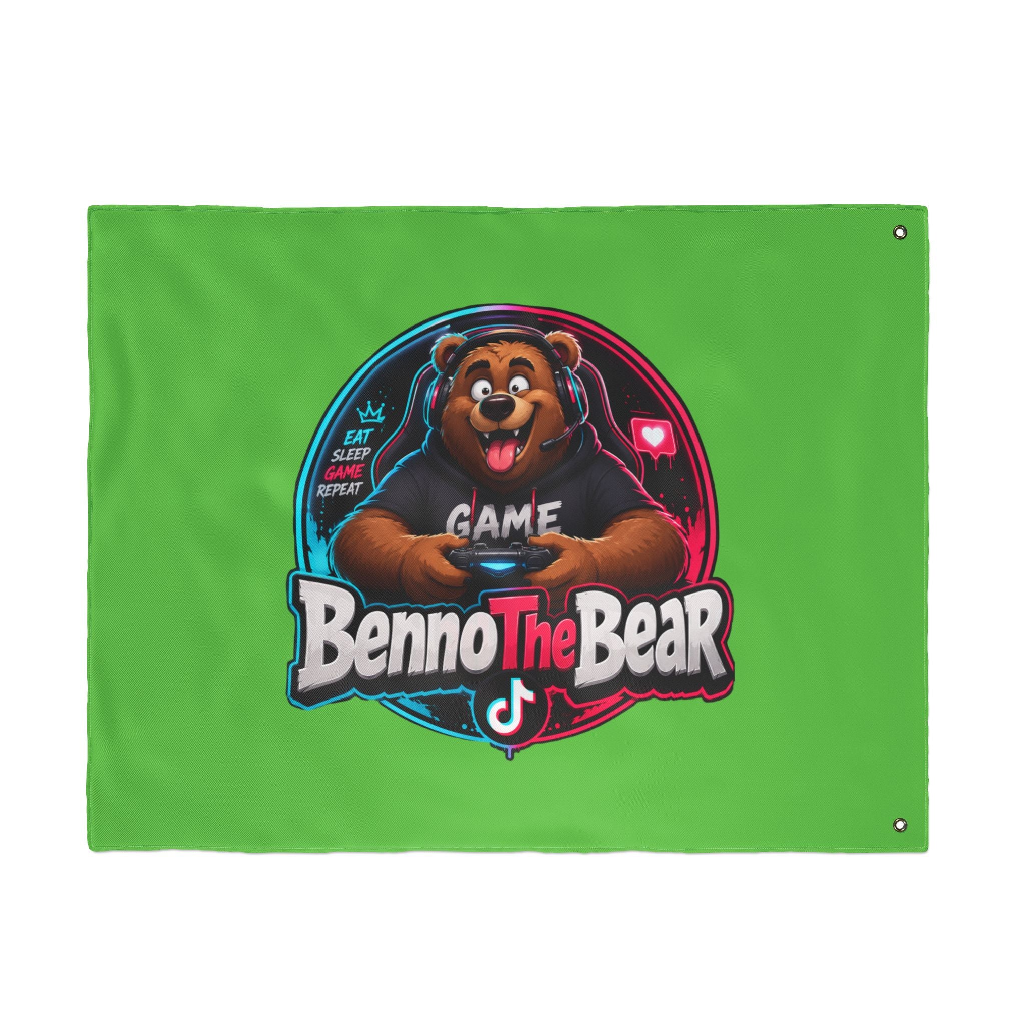 Benno The Bear Gaming Flag — Double-Sided Gamers Banner