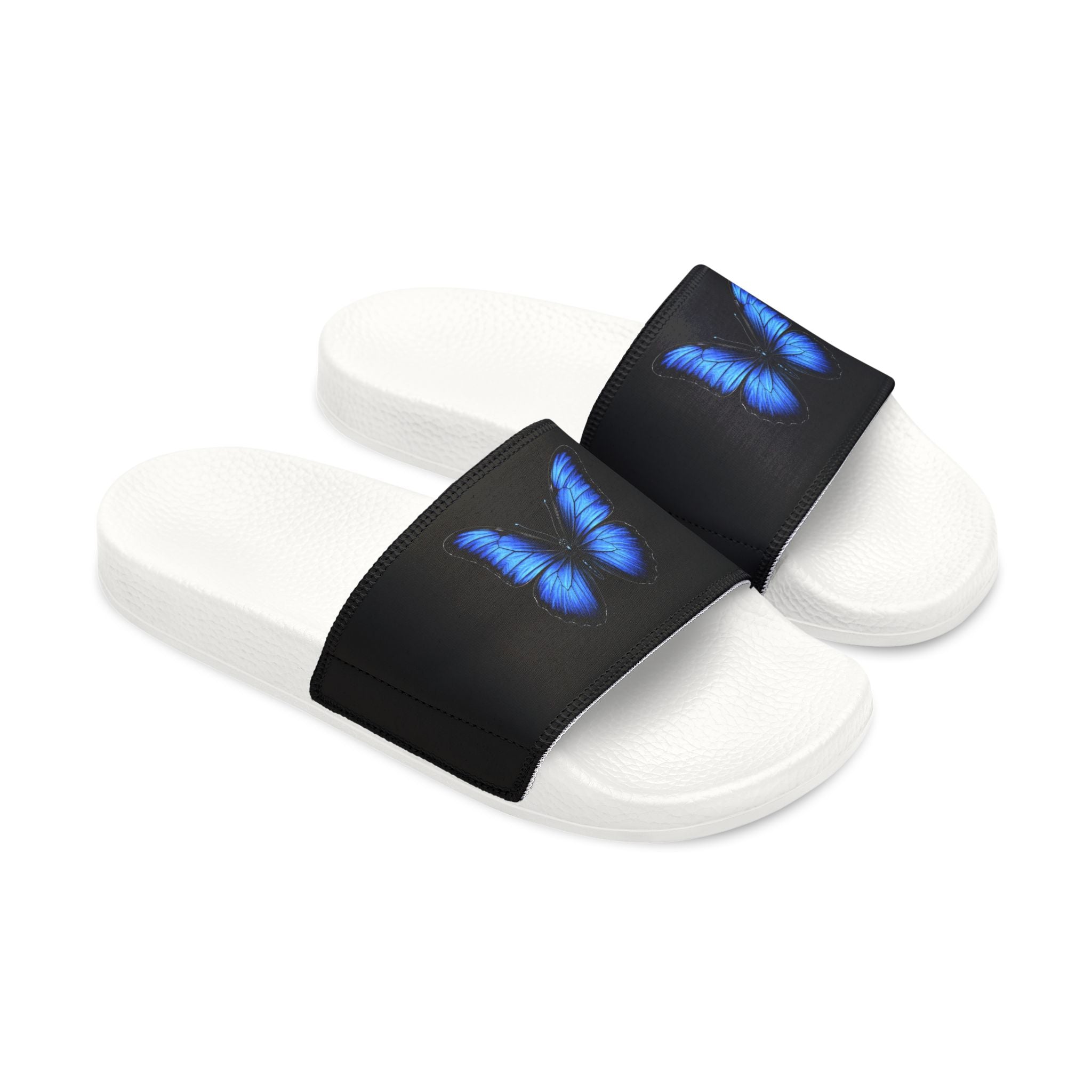Men's Butterfly Slide Sandals — Blue Neon Wing Removable-Strap Slides