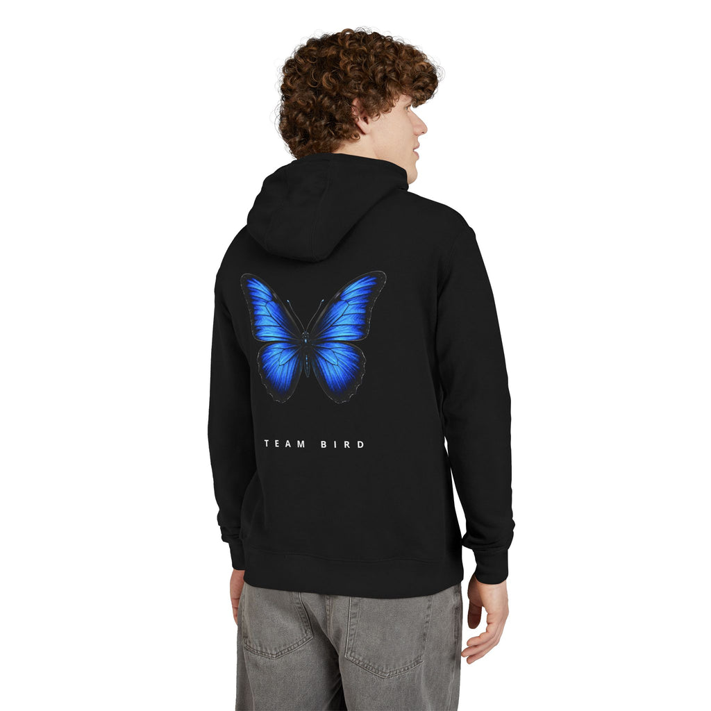 Butterfly Graphic Hoodie — "Team Bird" Blue Wing Pullover
