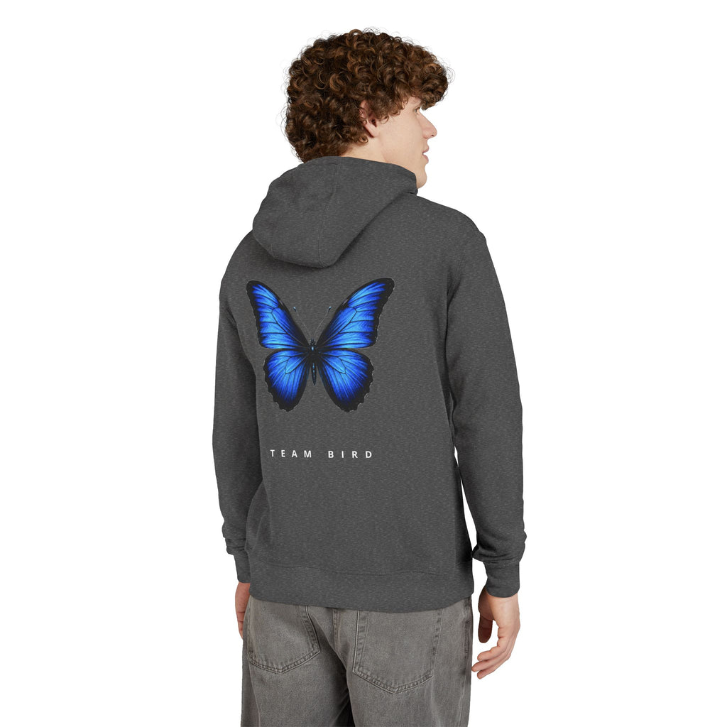 Butterfly Graphic Hoodie — "Team Bird" Blue Wing Pullover
