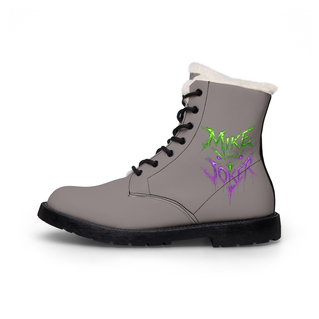 Fur-Lined Leather Boots — 'Mike & Joker' Graffiti Ankle Boots for Women