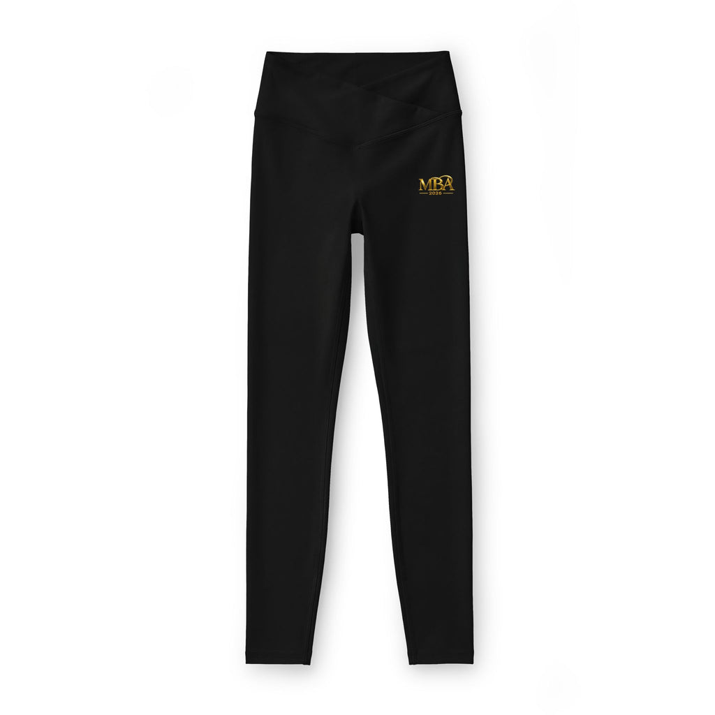 Women's Luxe Leggings — Black High-Waist with Gold 'M2' Accent