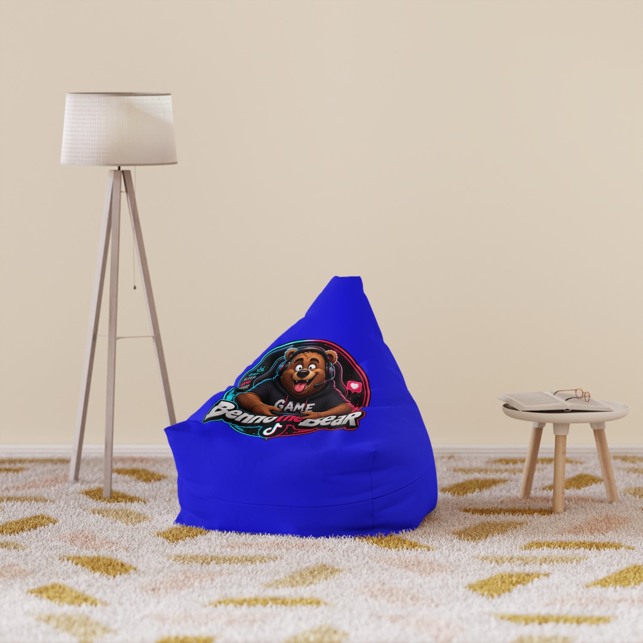 Bean Bag Cover — Blue Gamer Bear Logo Comfort Chair Cover