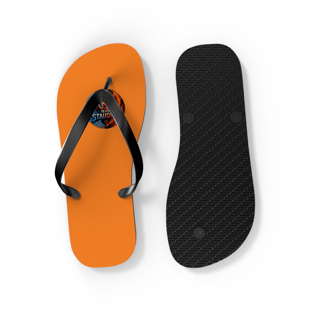Orange Flip Flops with Small Tribal Sun Accent – Summer Beach Sandals