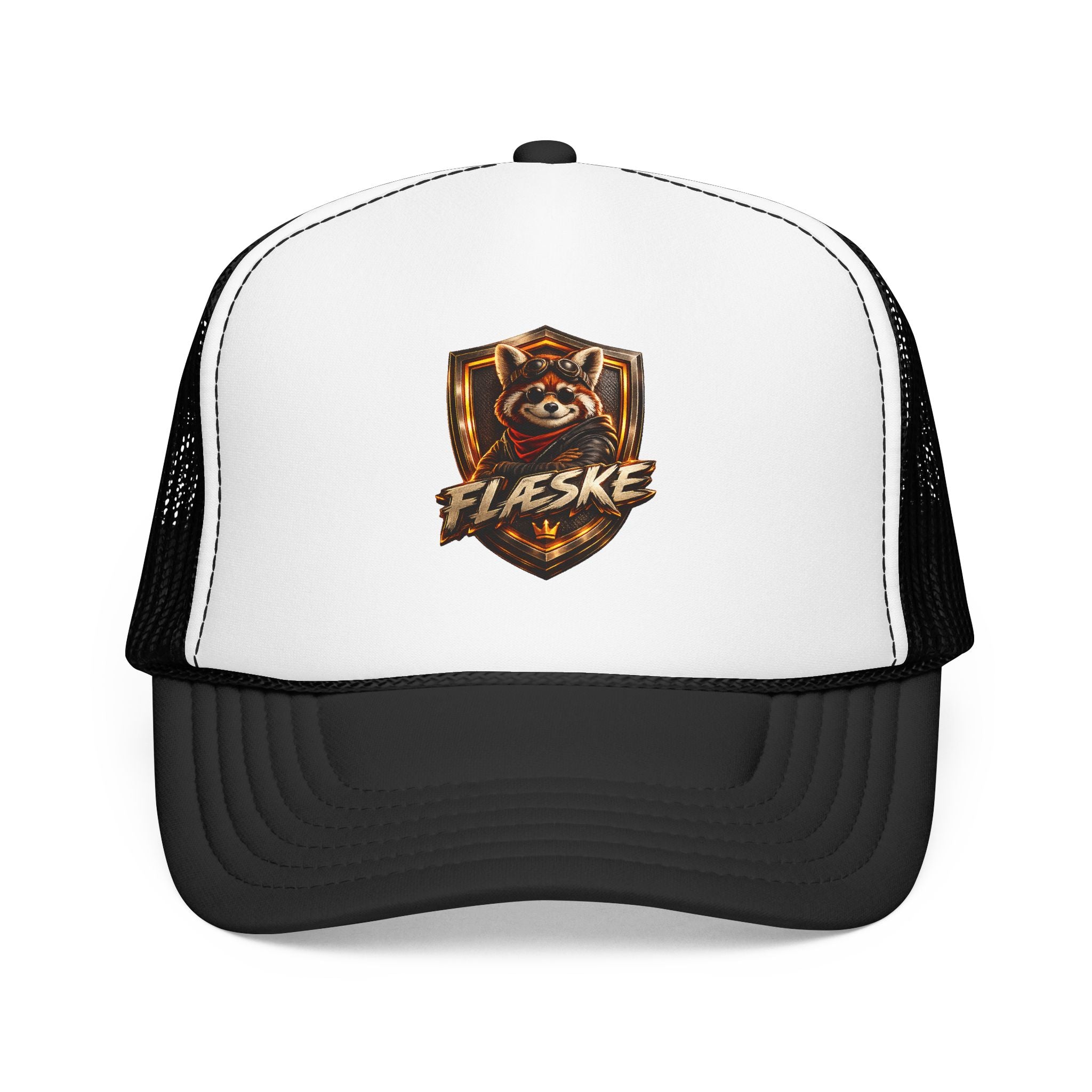 Ember Raccoon Shield Trucker Hat