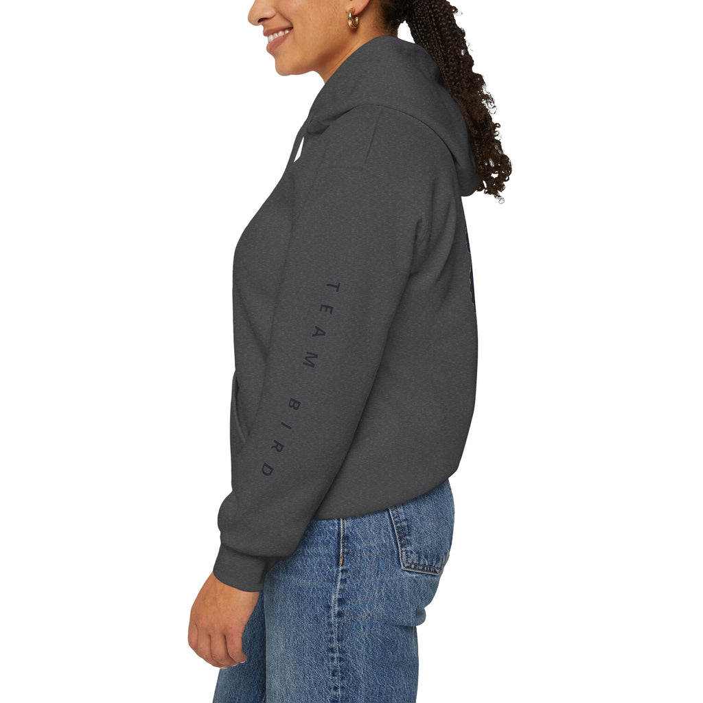 Butterfly Hoodie — "Team Bird" Blue Butterfly Graphic Hooded Sweatshirt