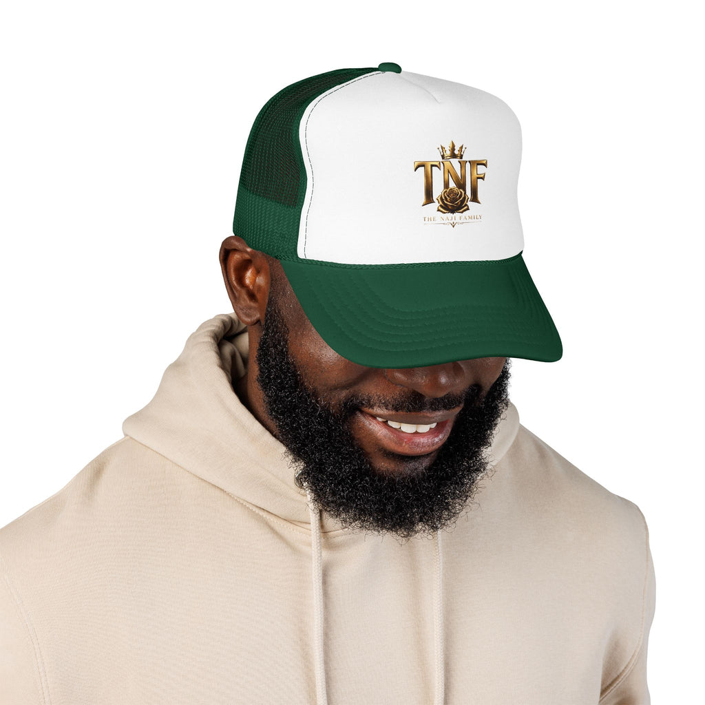 TNF Gold Rose Trucker Hat — The Dark Family Logo Foam Cap