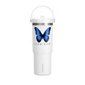 Butterfly Nomad Tumbler 32oz — Insulated Travel Mug with Blue Monarch Design