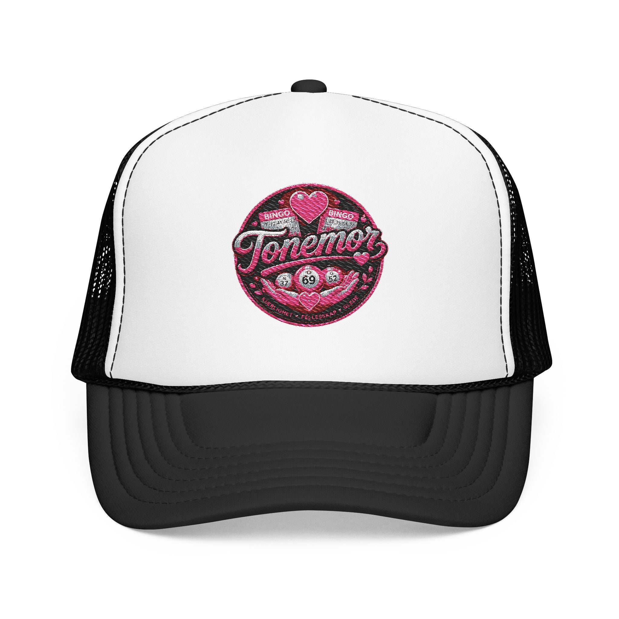 Foam Trucker Hat — Pink Glitter "Tenerme" Heart Patch Cap