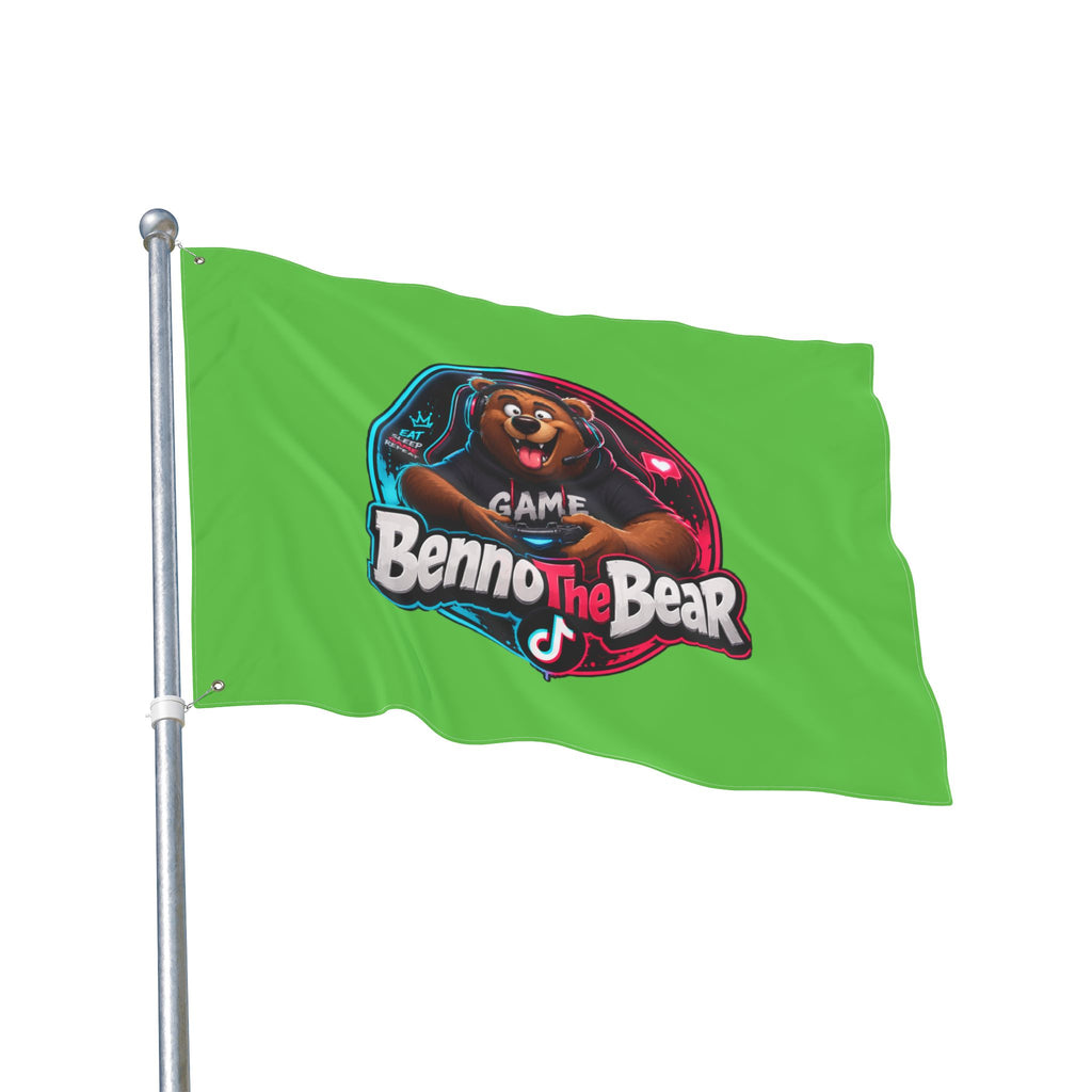 Benno The Bear Gaming Flag — Double-Sided Gamers Banner