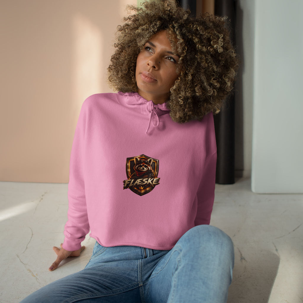 Raccoon Shield Crop Hoodie — Flaeske Gamer Logo Cropped Hoodie