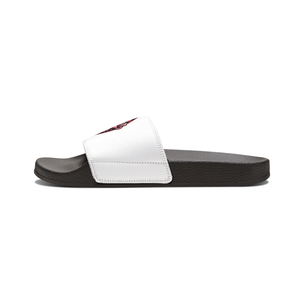 Slide Sandals — White Removable-Strap Slides with Pink 'Jammin' Heart' Logo