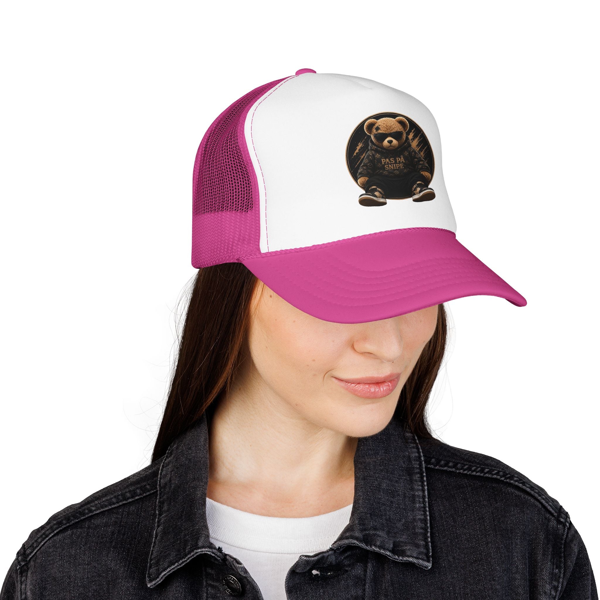 Teddy Bear Trucker Hat — Vintage "Pas de Panier" Patch Cap
