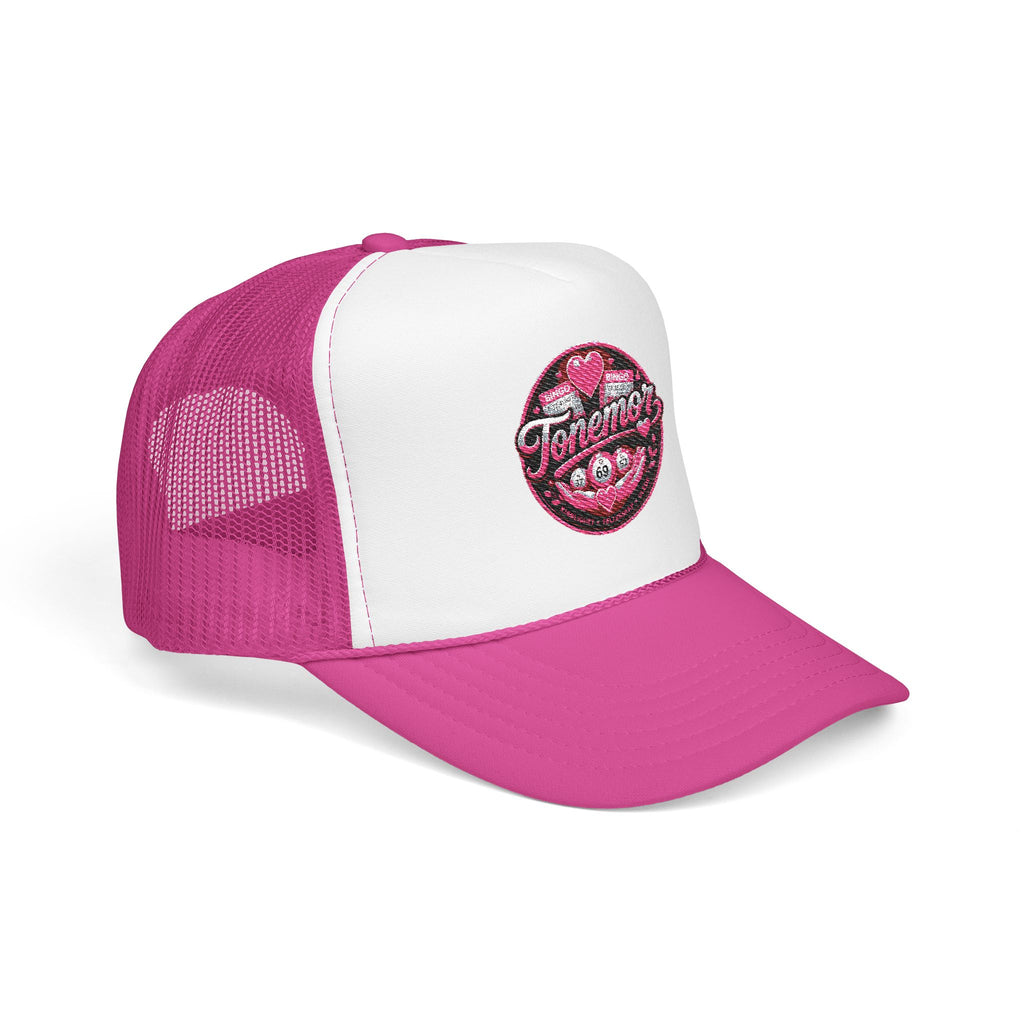Foam Trucker Hat — Pink Glitter "Tenerme" Heart Patch Cap
