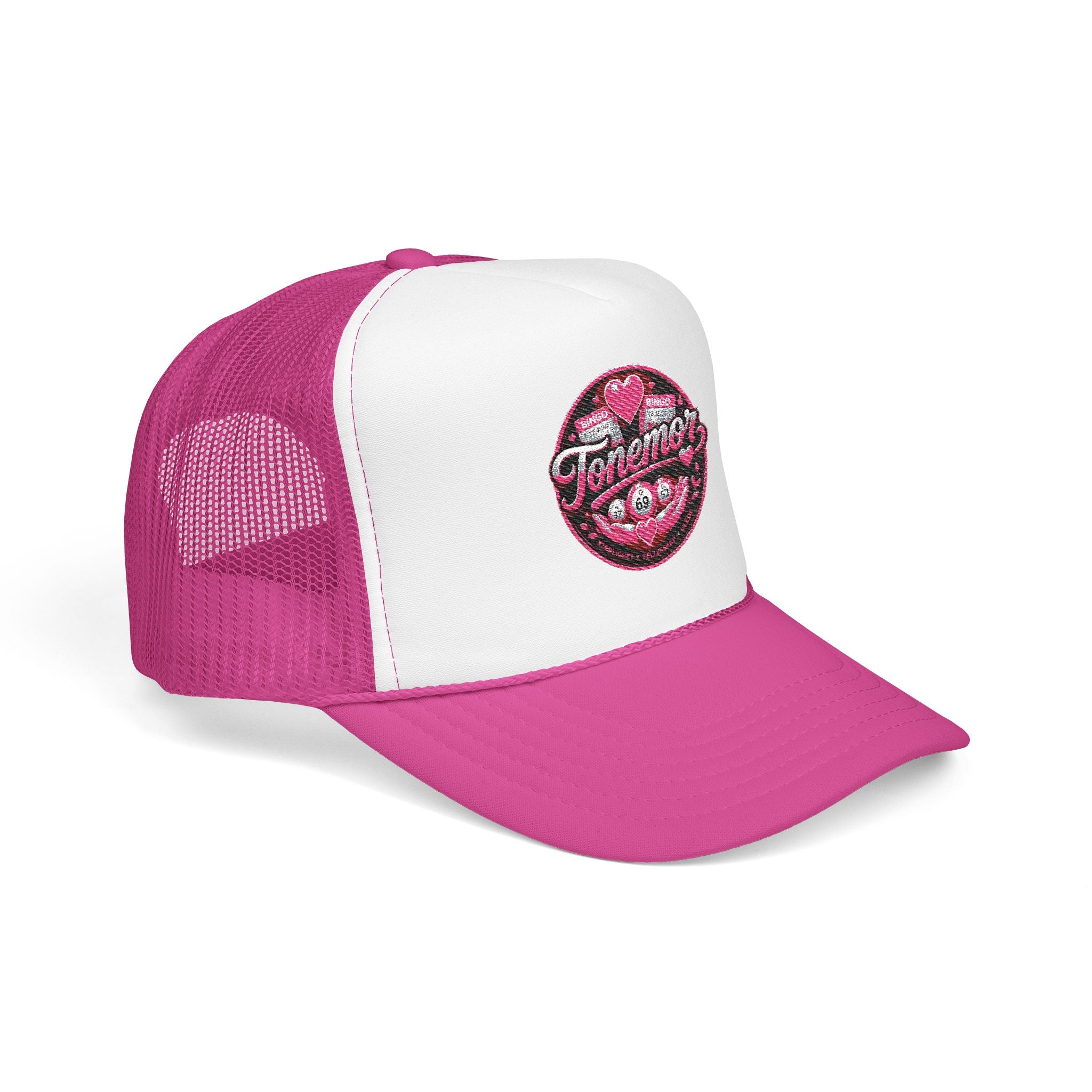 Foam Trucker Hat — Pink Glitter "Tenerme" Heart Patch Cap