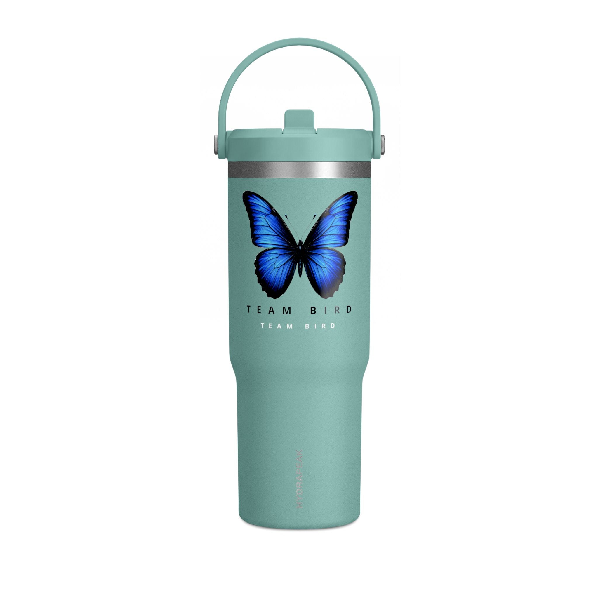 Butterfly Nomad Tumbler 32oz — Insulated Travel Mug with Blue Monarch Design
