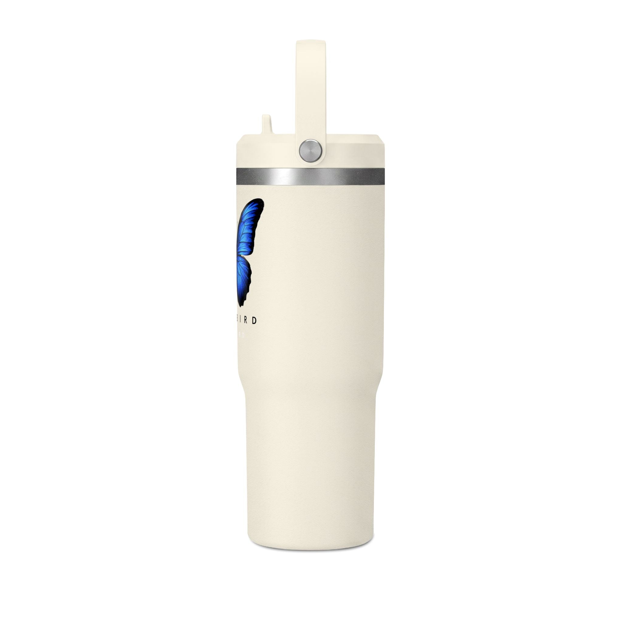 Butterfly Nomad Tumbler 32oz — Insulated Travel Mug with Blue Monarch Design