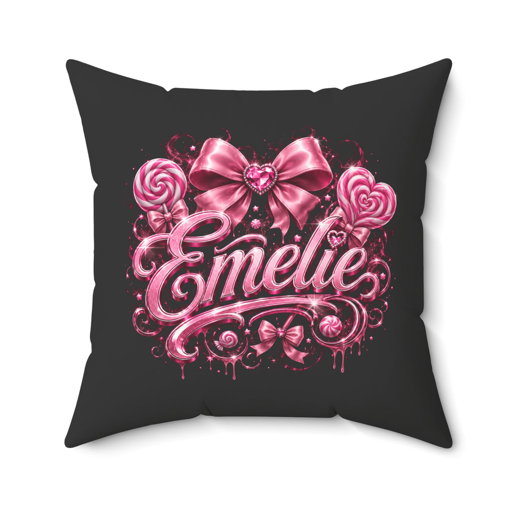 Emelie Pink Ribbon Decorative Throw Pillow