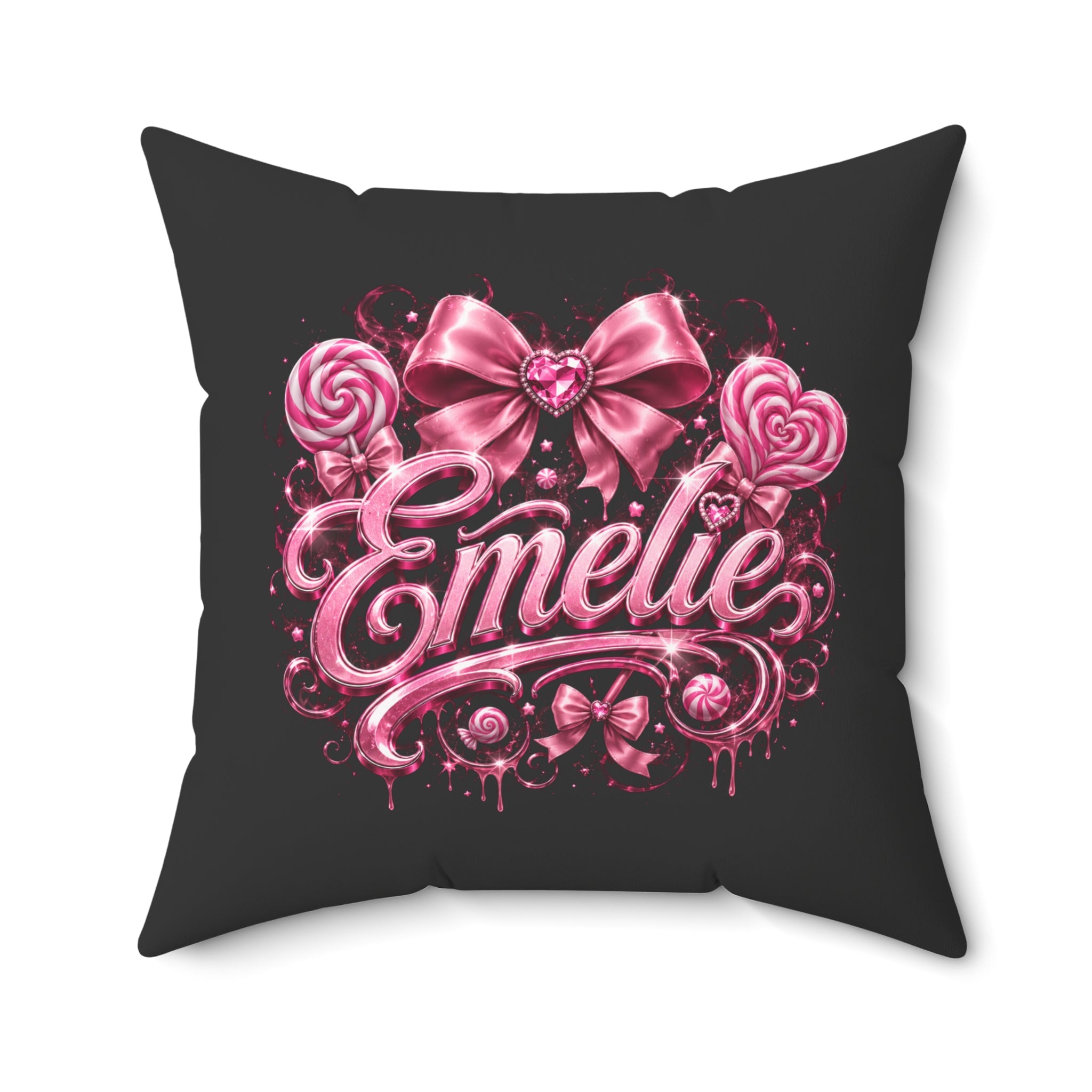Emelie Pink Ribbon Decorative Throw Pillow
