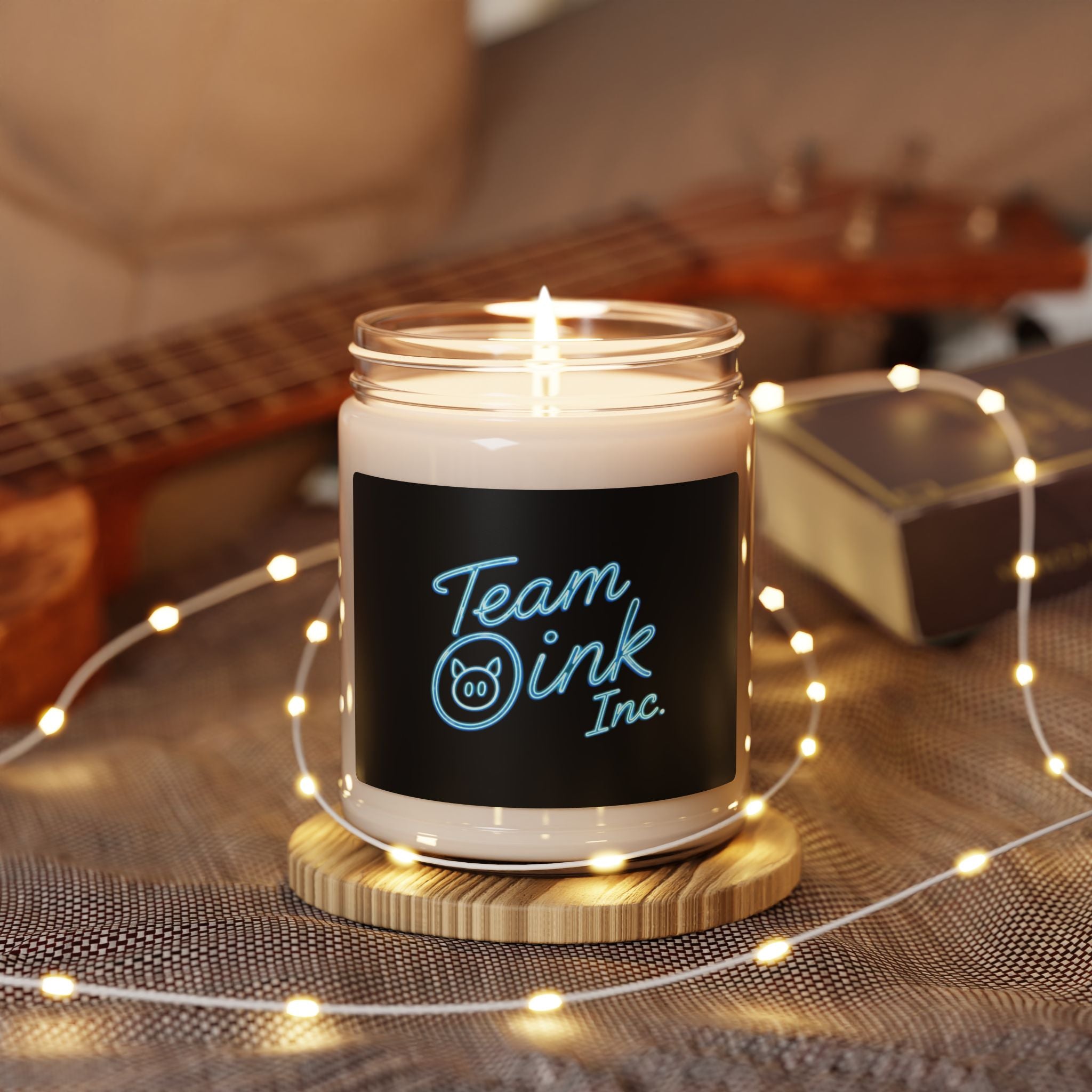 9oz 'Team Oink Inc.' Scented Soy Candle — Clean Cotton & Fresh Linen Home Candle