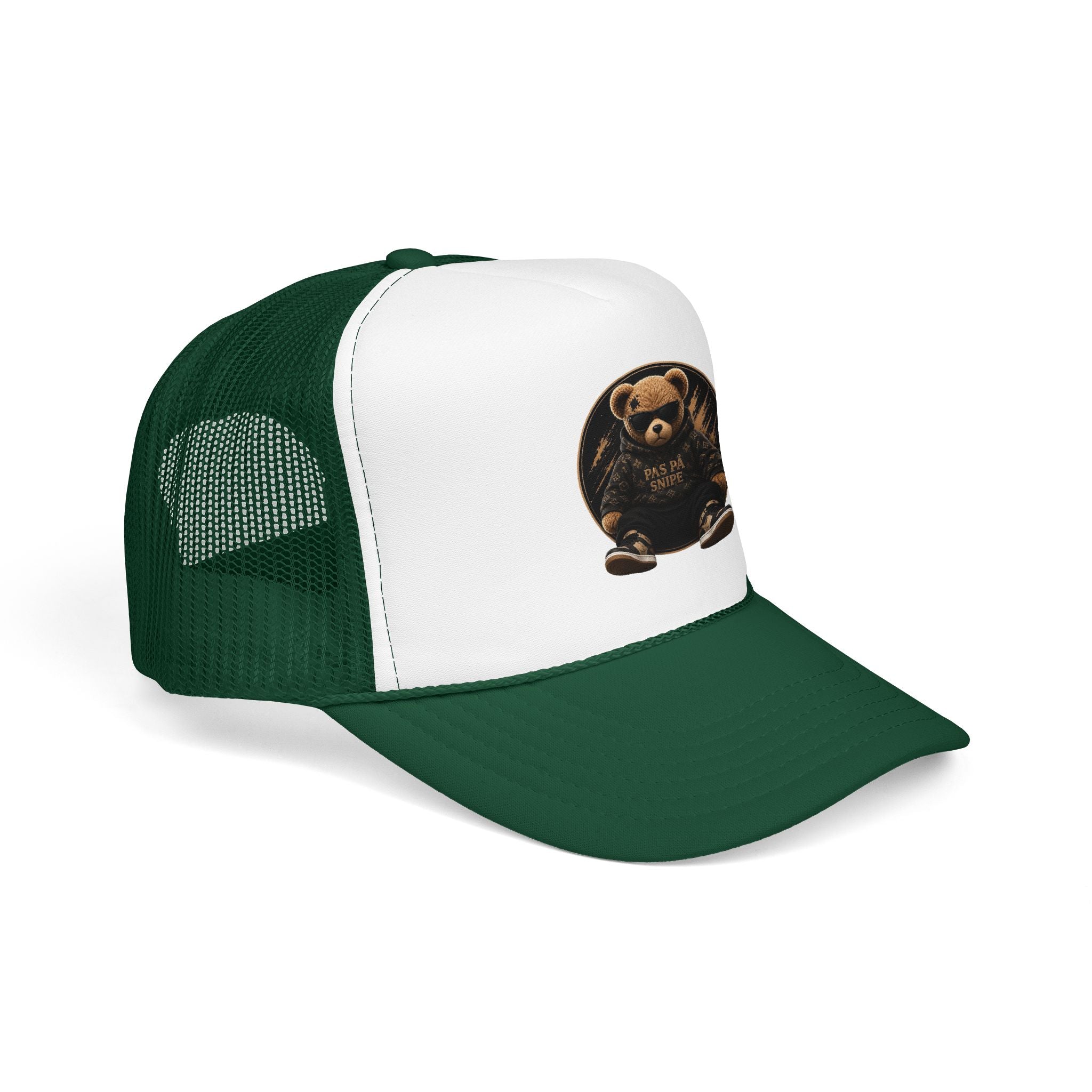 Teddy Bear Trucker Hat — Vintage "Pas de Panier" Patch Cap