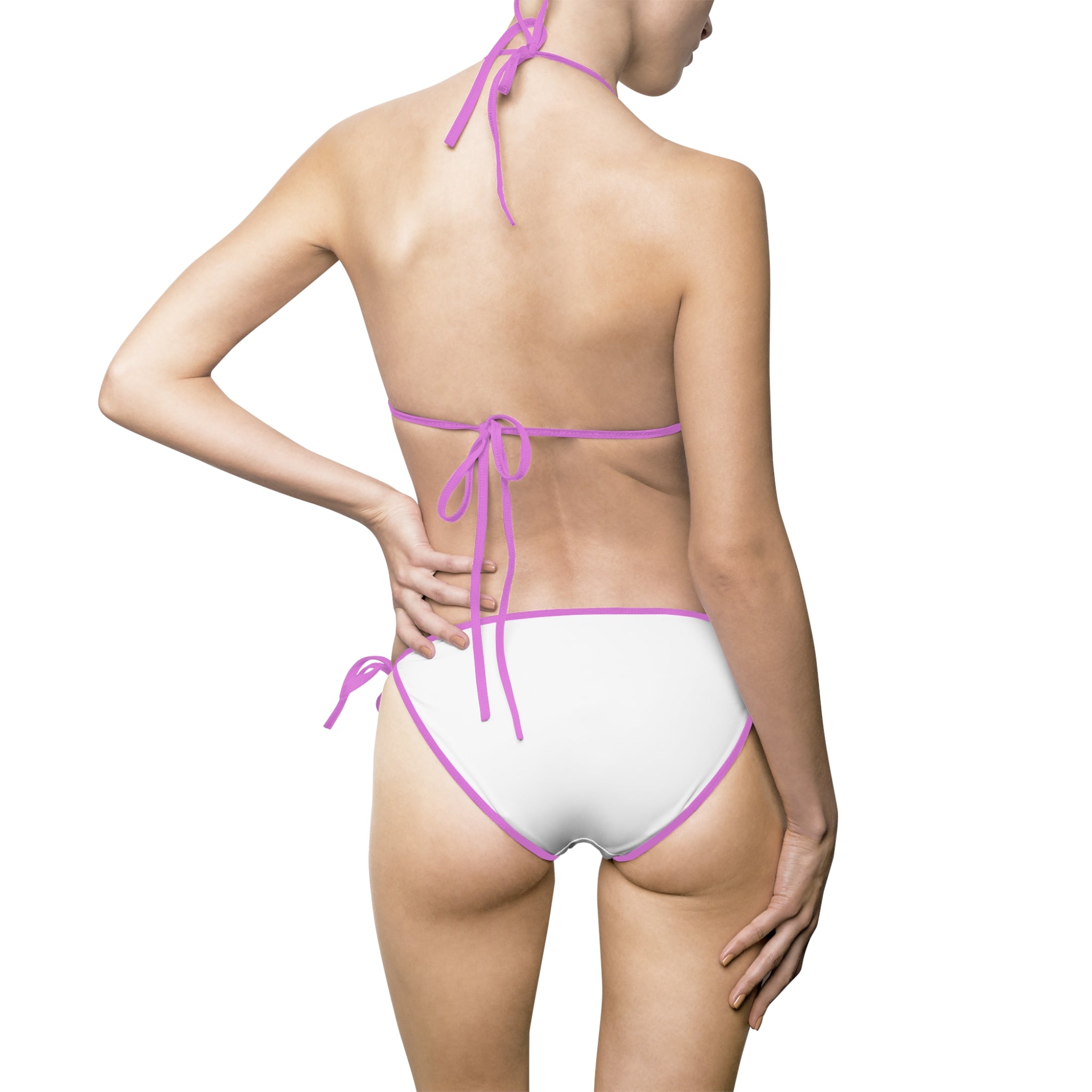 White Triangle Bikini Swimsuit with Colorful Smiley Accent