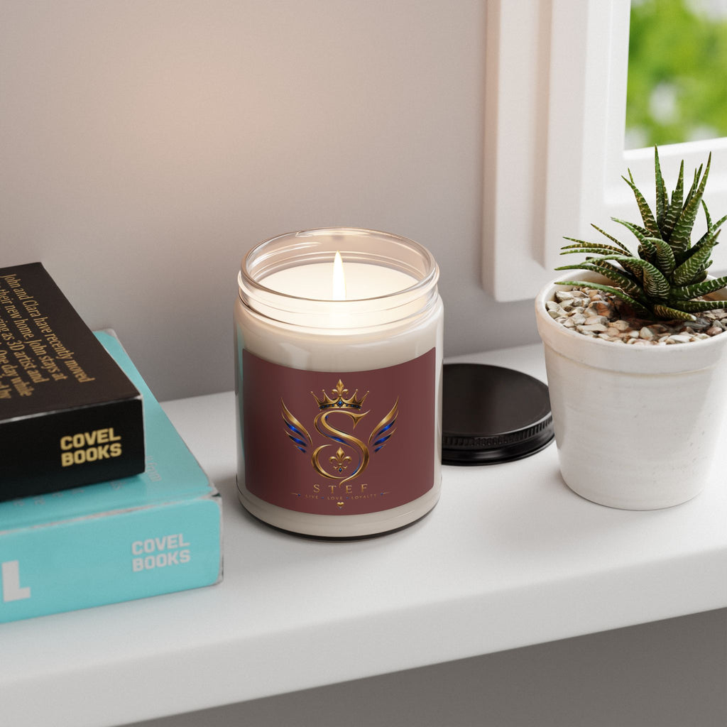 Luxury Scented Soy Candle 9oz — 'STEE' Gold Crest Aromatherapy Jar