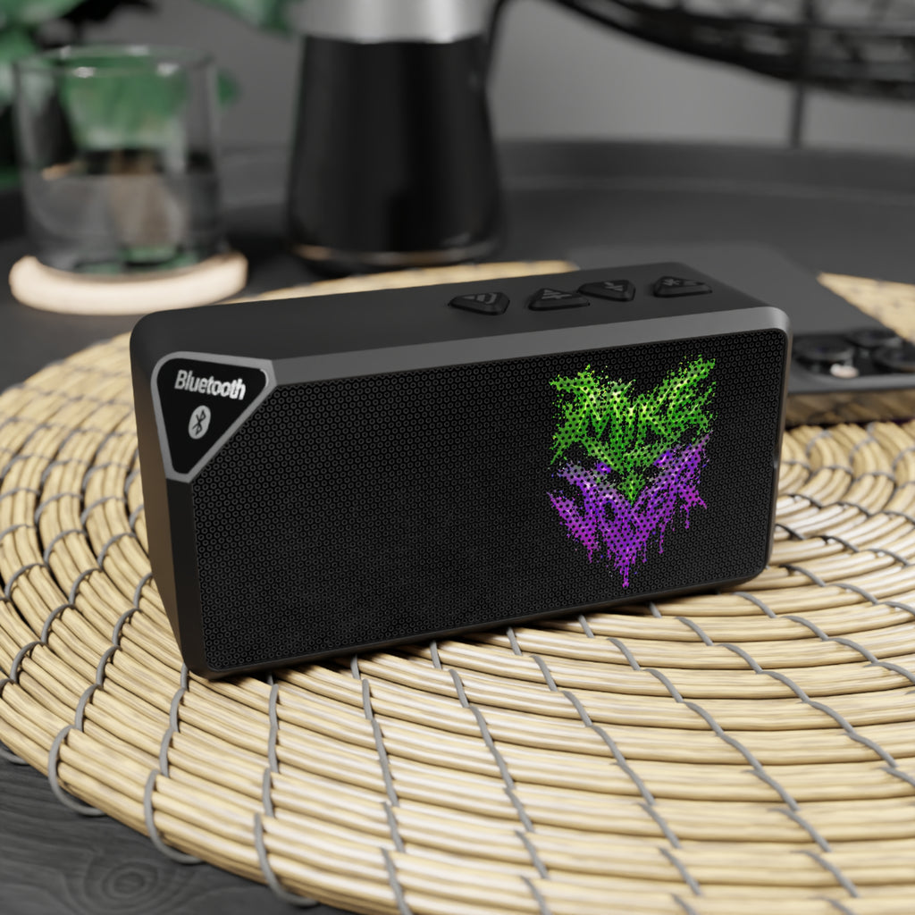 Bluetooth Speaker — Green & Purple Heart Pixel Art