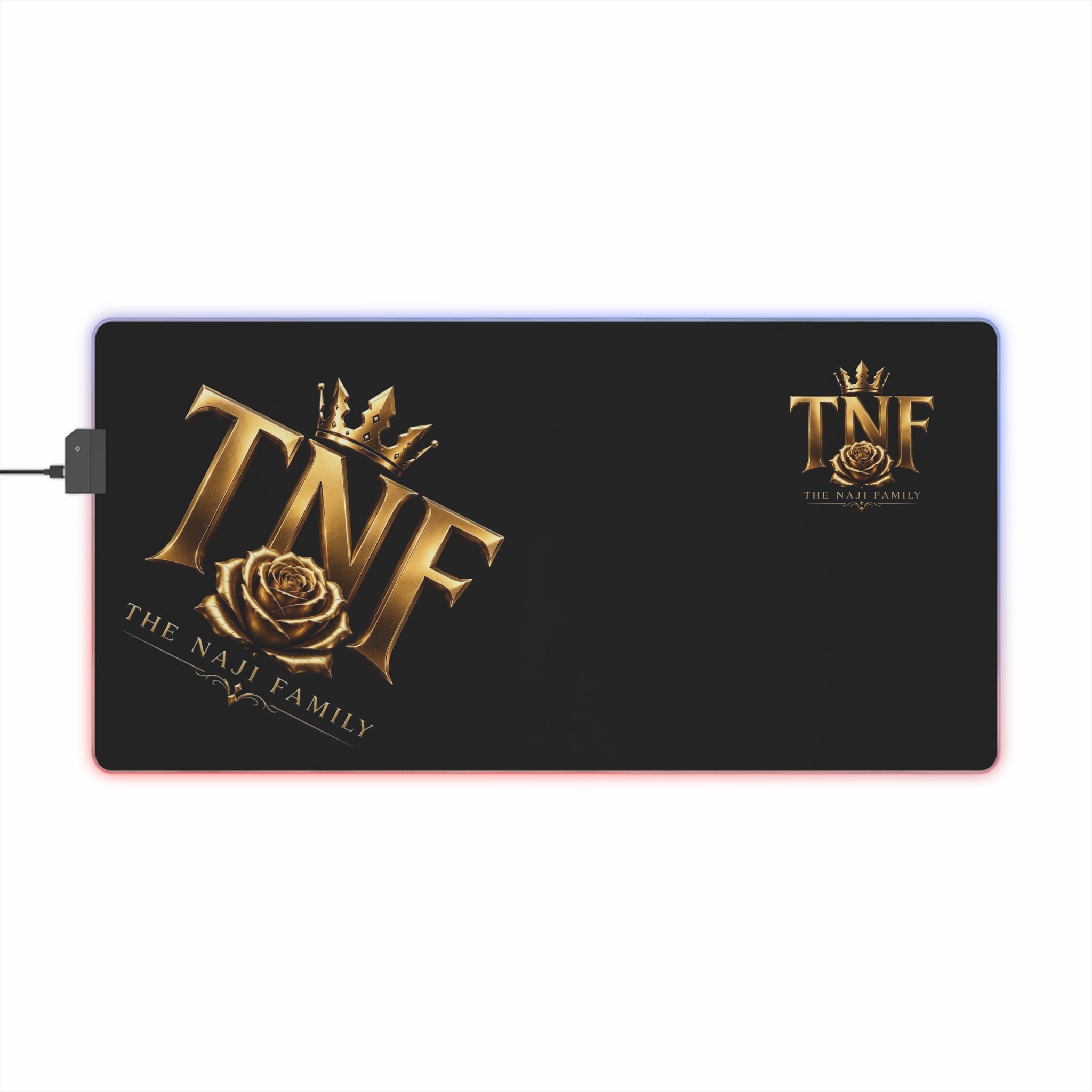 LED Gaming Mouse Pad — TNF The Naji Family Gold Crest RGB Desk Mat