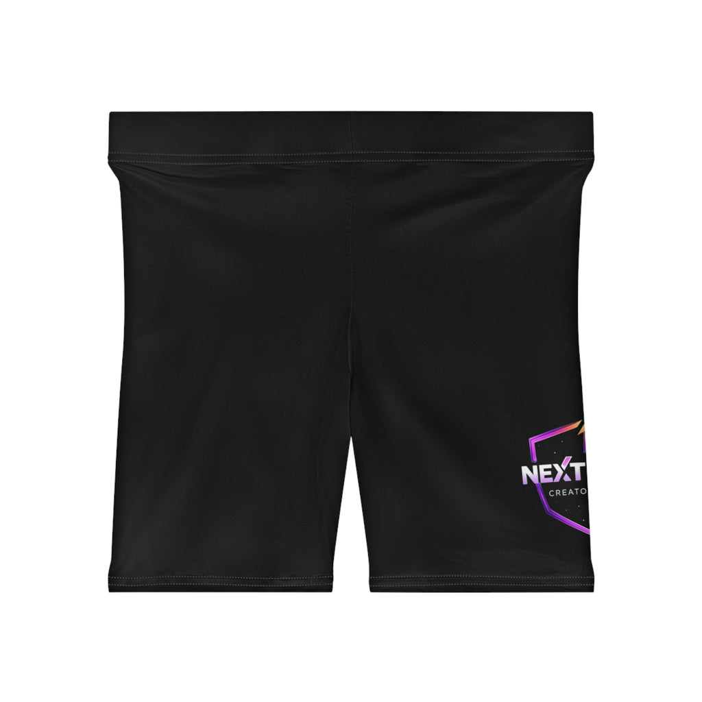 Next Level Logo Women's Biker Shorts — Black Athletic Cycling Shorts