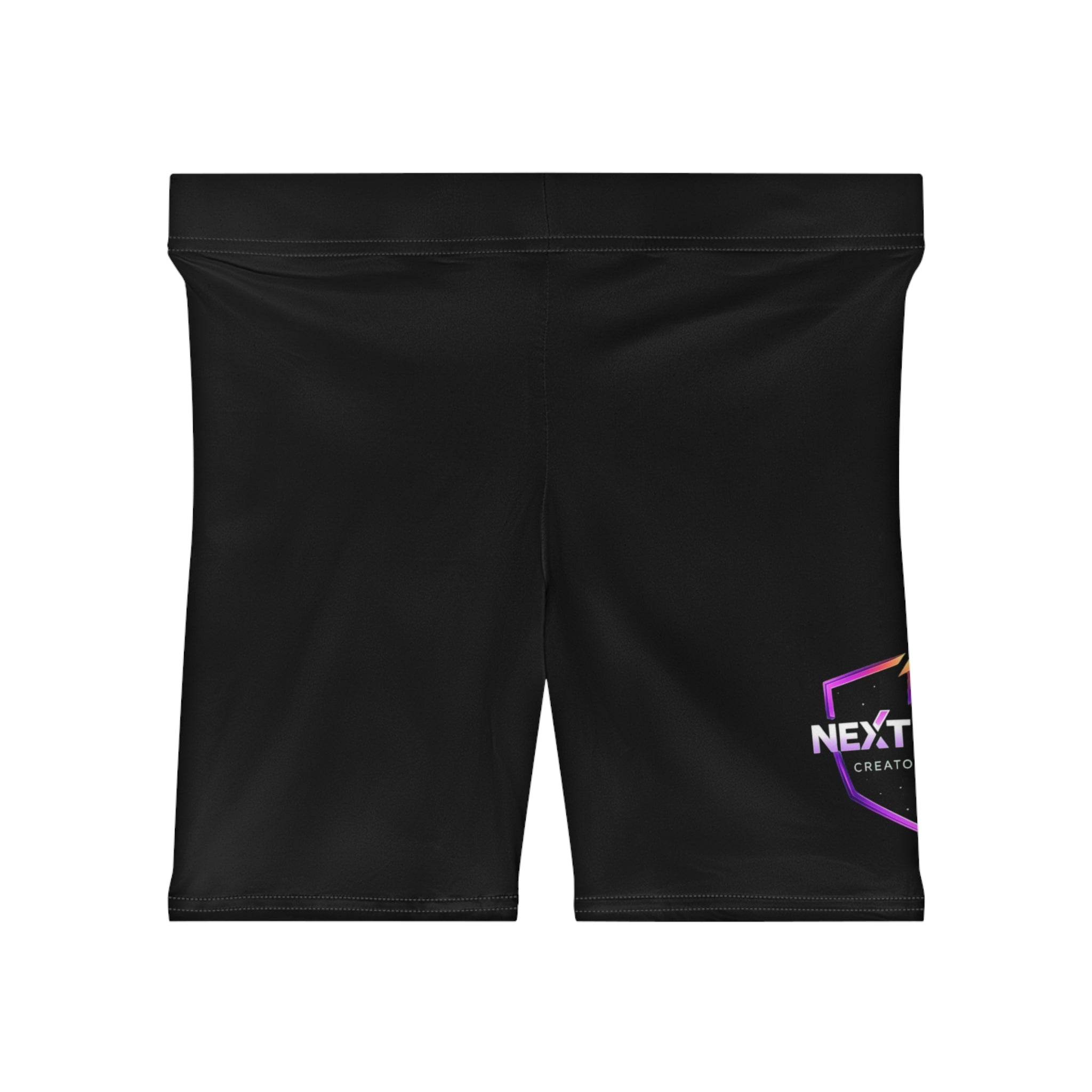 Next Level Logo Women's Biker Shorts — Black Athletic Cycling Shorts