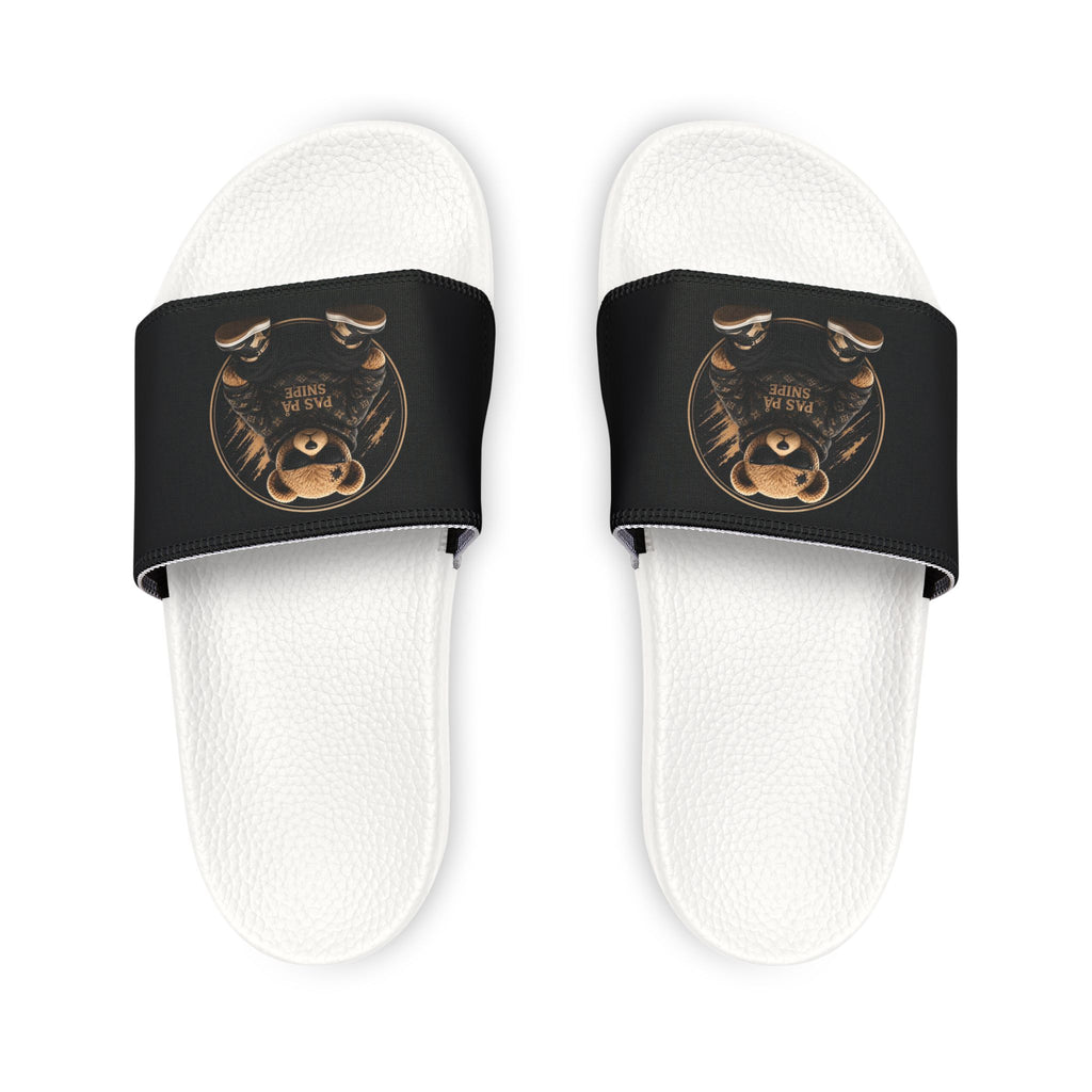 Bear Graphic Slide Sandals — Men’s Removable‑Strap Casual Slides