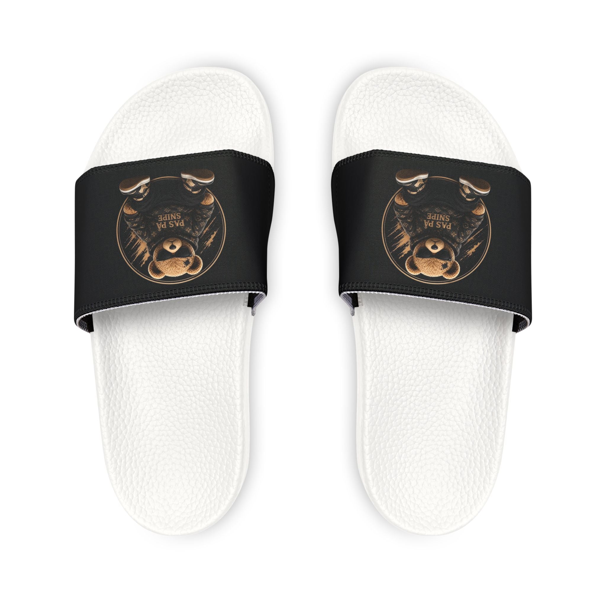 Bear Graphic Slide Sandals — Men’s Removable‑Strap Casual Slides