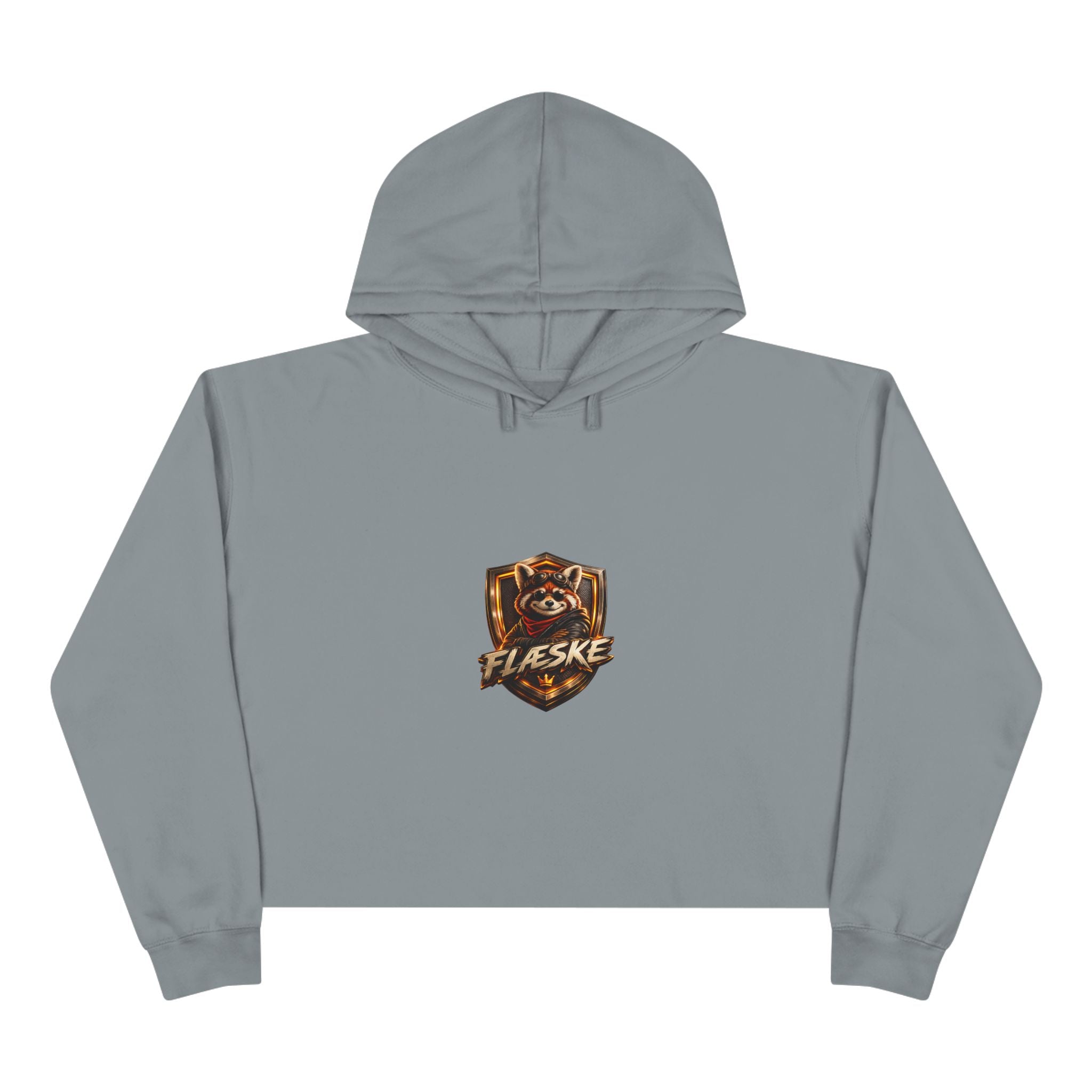 Raccoon Shield Crop Hoodie — Flaeske Gamer Logo Cropped Hoodie