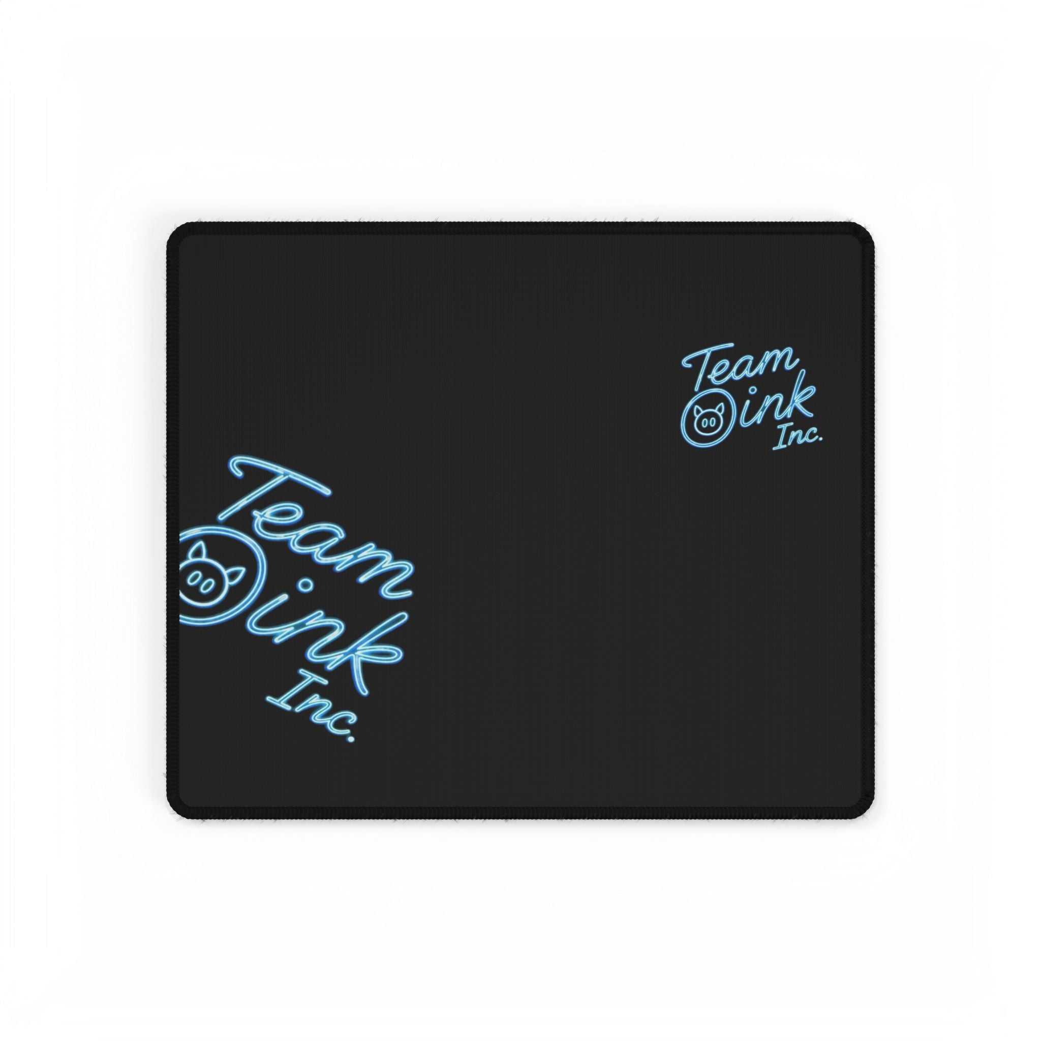 Team Oink Inc. Neon Logo Desk Mat — Large Gaming/Work Mousepad