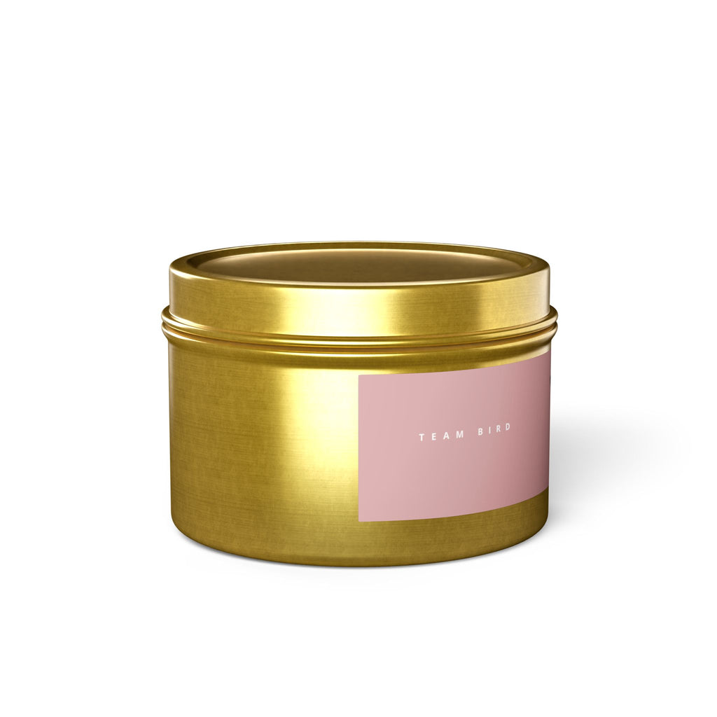 Butterfly Tin Candle — Floral & Vanilla Scented Travel Candle, 'Team Bird' Pink Label