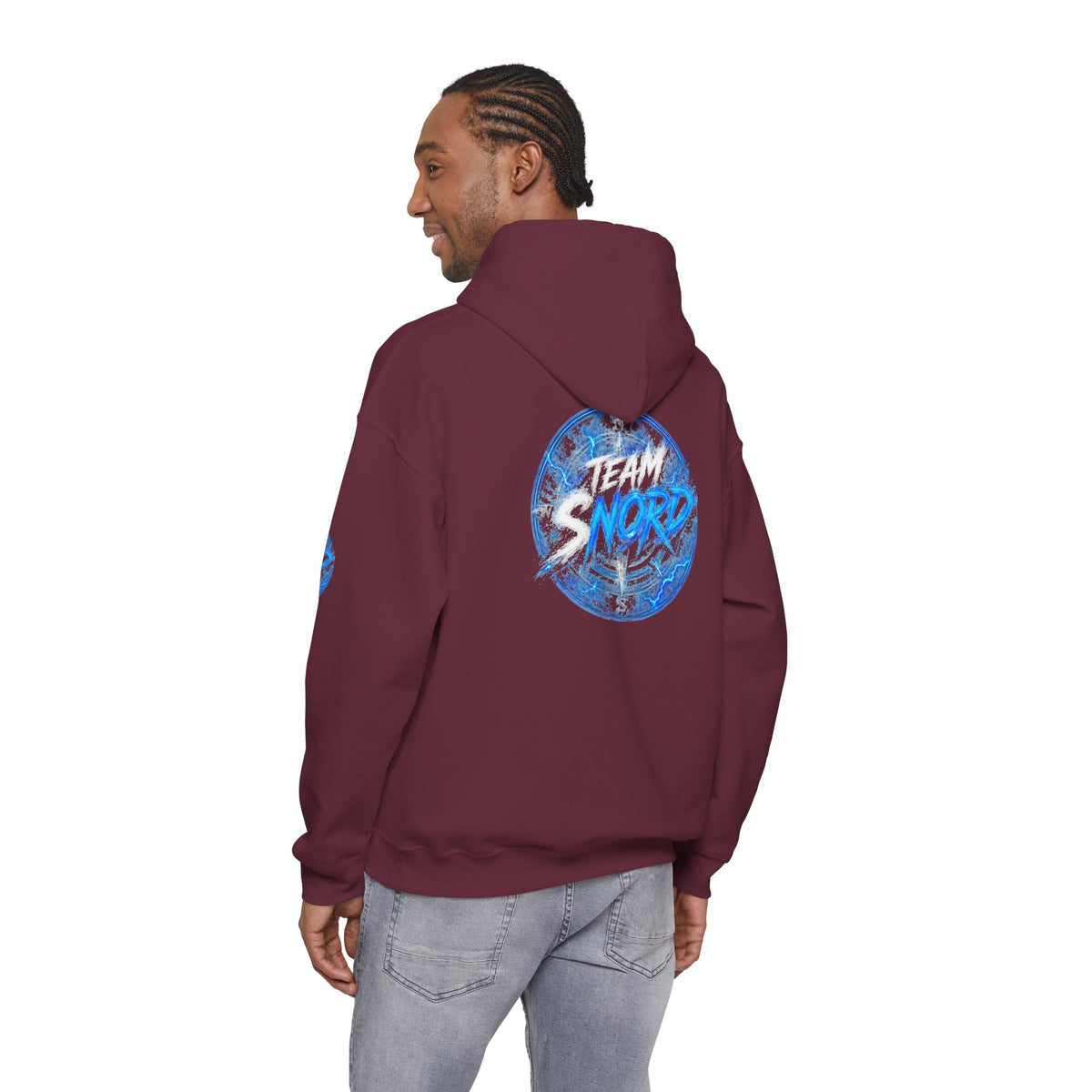 Nord Globe Hoodie — Blue Vintage Graphic Hooded Sweatshirt
