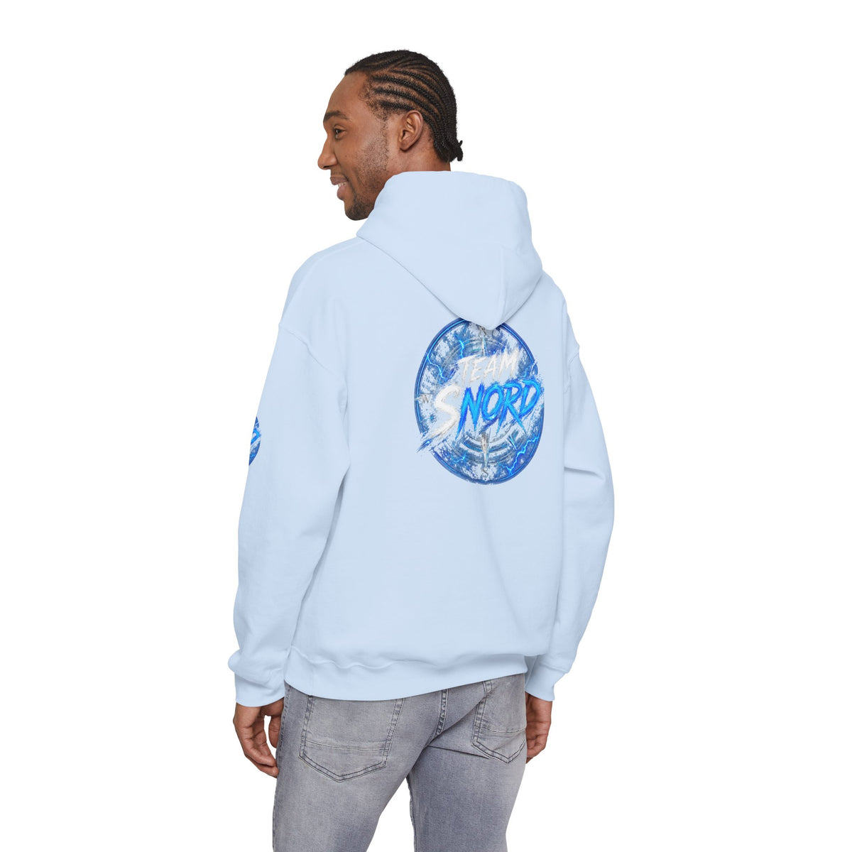Nord Globe Hoodie — Blue Vintage Graphic Hooded Sweatshirt