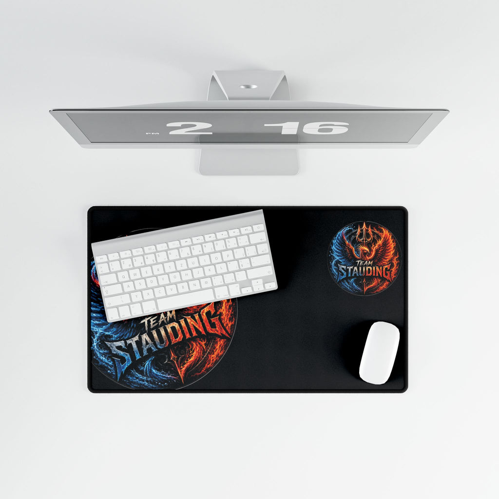 Gaming Desk Mat — Large Black Mouse Pad with Mascot