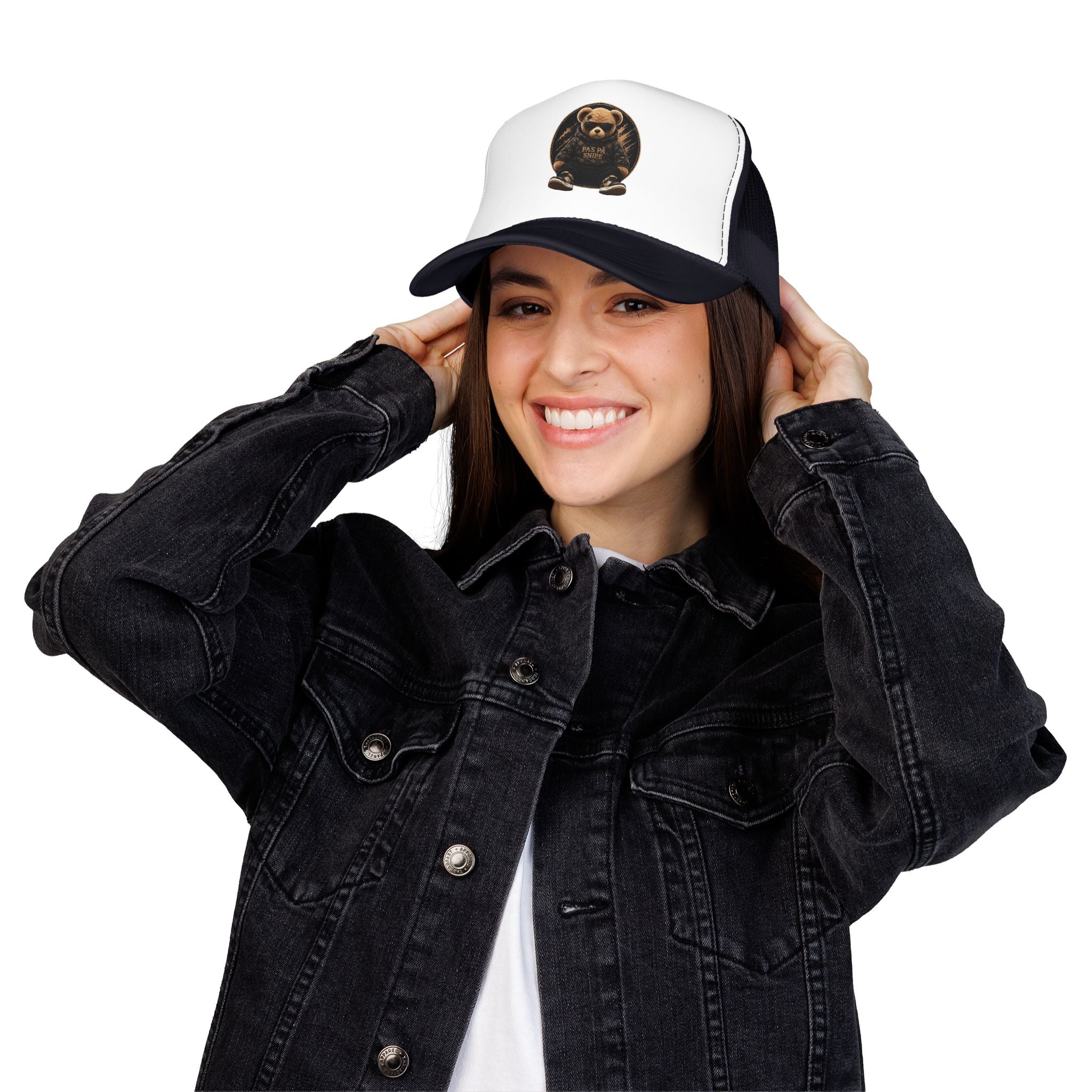 Teddy Bear Trucker Hat — Vintage "Pas de Panier" Patch Cap