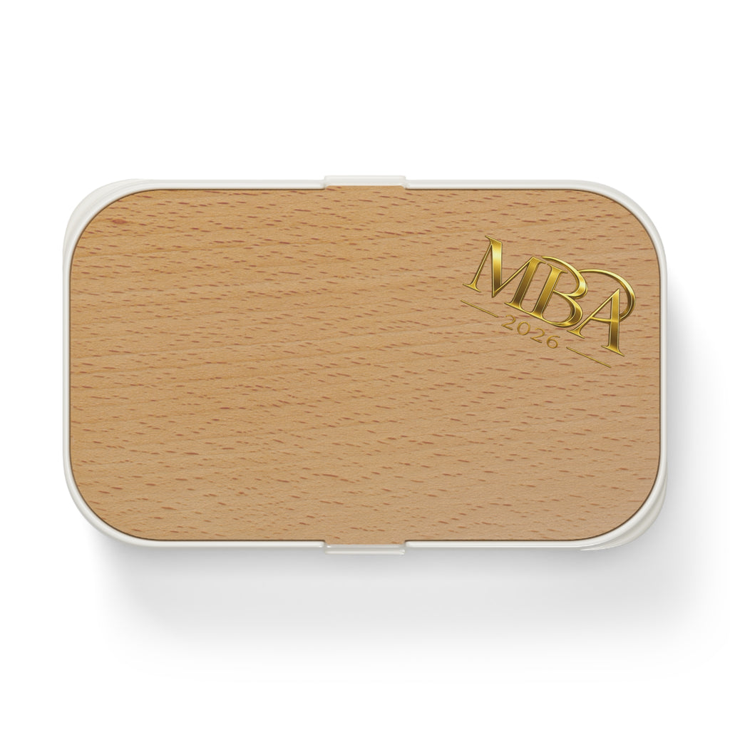 Bento Lunch Box — Wooden Lid Monogrammed Bento Box (Personalized MBA Initials)