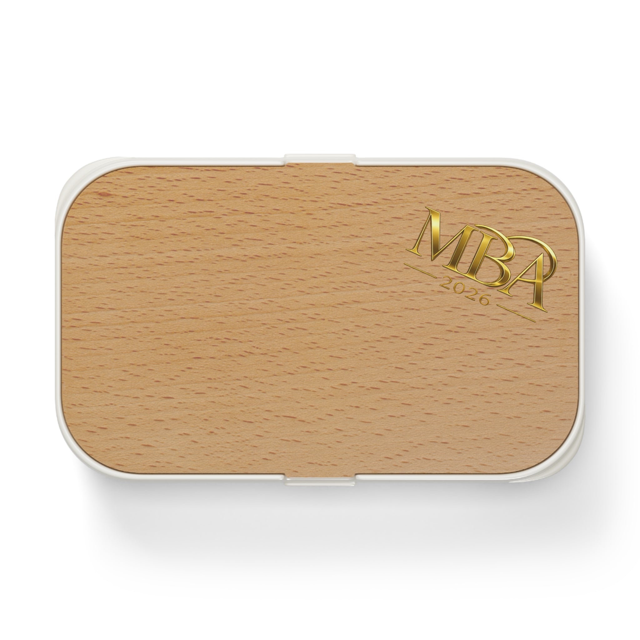 Bento Lunch Box — Wooden Lid Monogrammed Bento Box (Personalized MBA Initials)