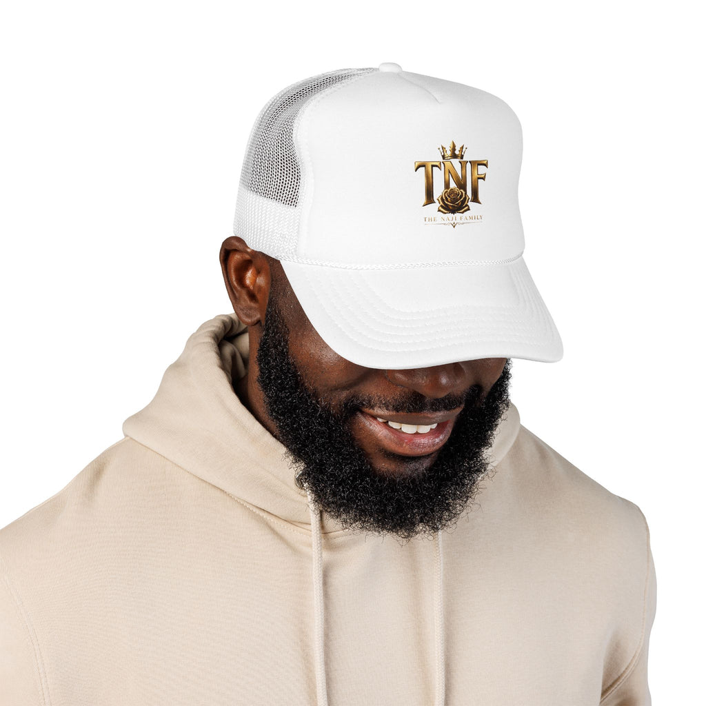 TNF Gold Rose Trucker Hat — The Dark Family Logo Foam Cap