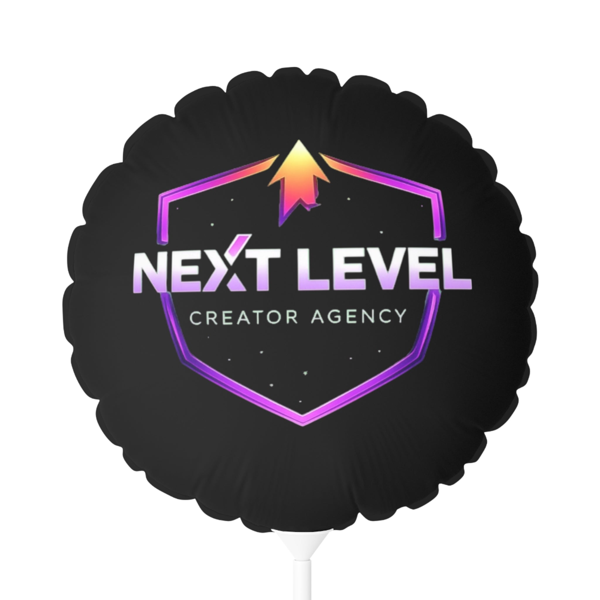 Next Level Creator Agency Balloon — Branded Black Celebration Balloon
