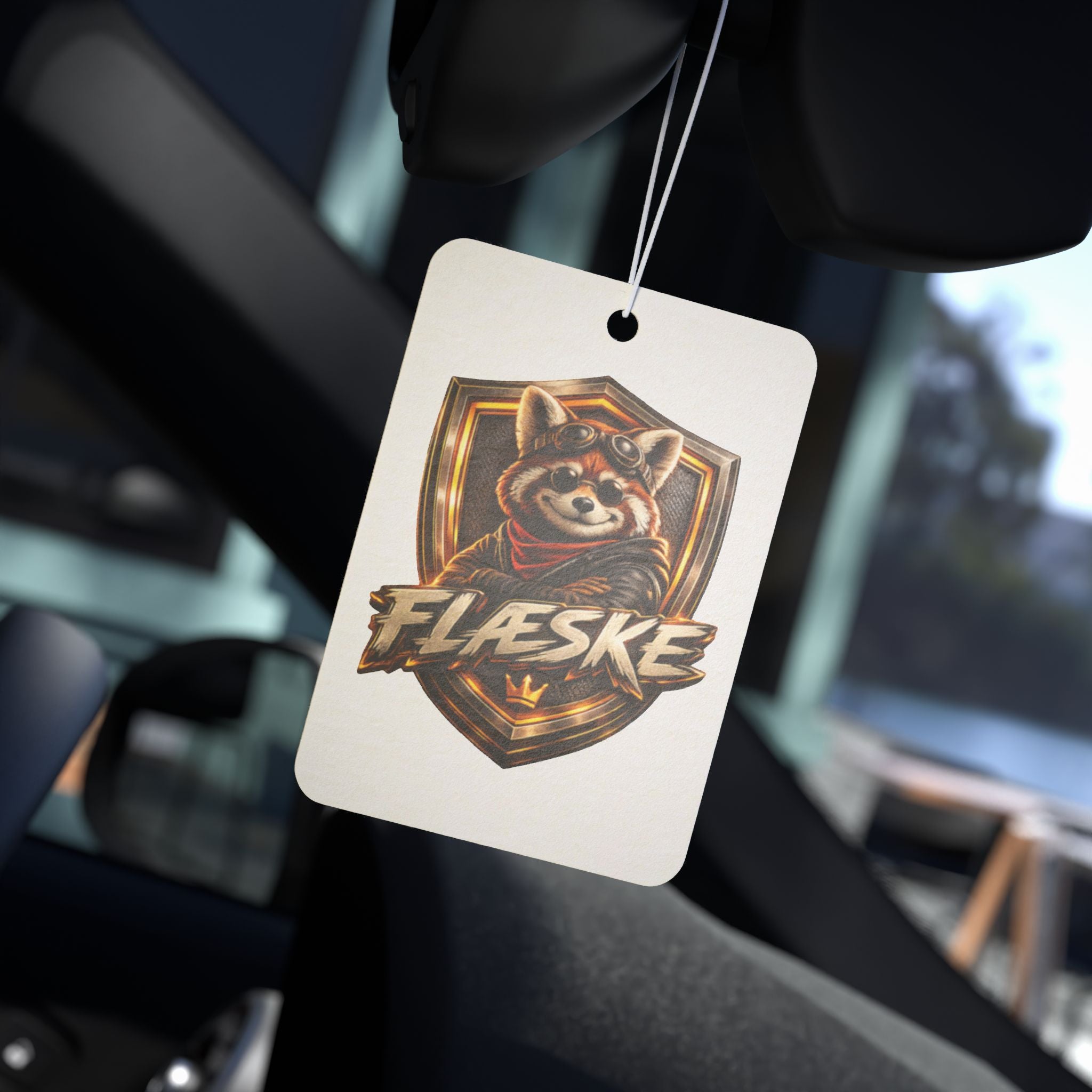 Raccoon Crest Car Air Freshener — "FLÆSKE" Scented Car Charm