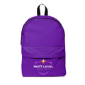 Next Level Backpack — Purple Logo Daypack for Creators