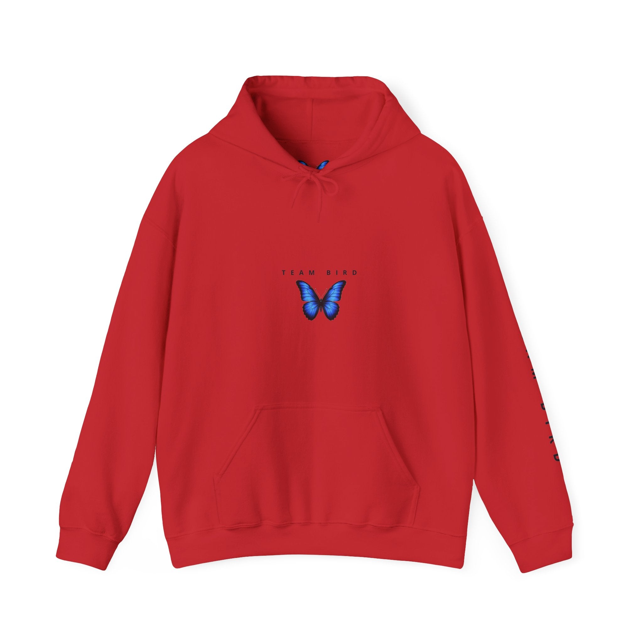 Butterfly Hoodie — "Team Bird" Blue Butterfly Graphic Hooded Sweatshirt