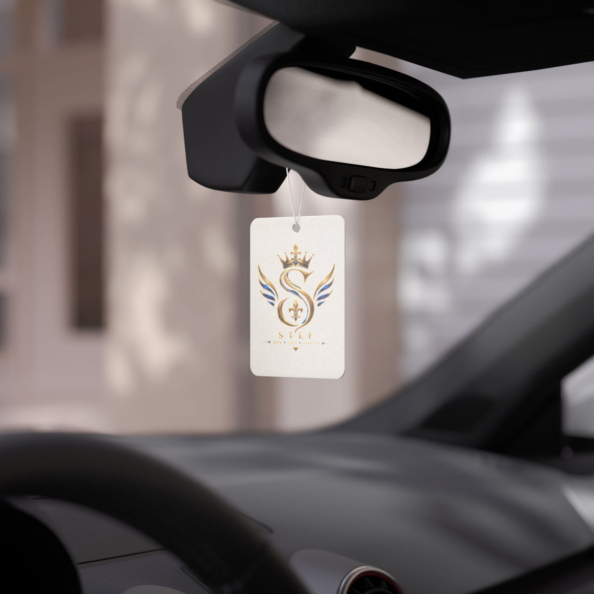 Monogram S Crown Car Air Freshener — Elegant Gold Fleur-de-Lis Design