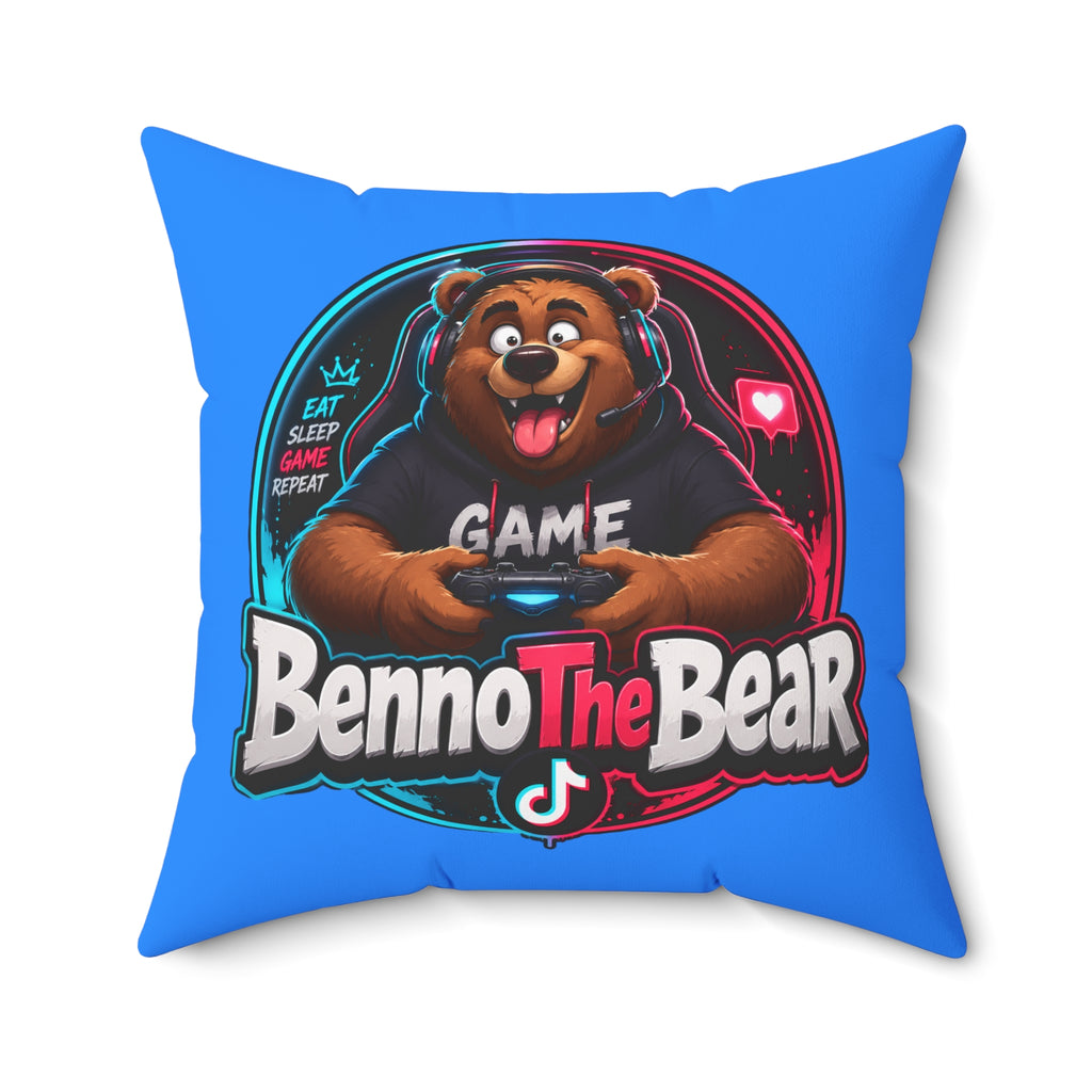 Benno The Bear Gaming Pillow — Cute Gamer Bear Decorative Throw Pillow