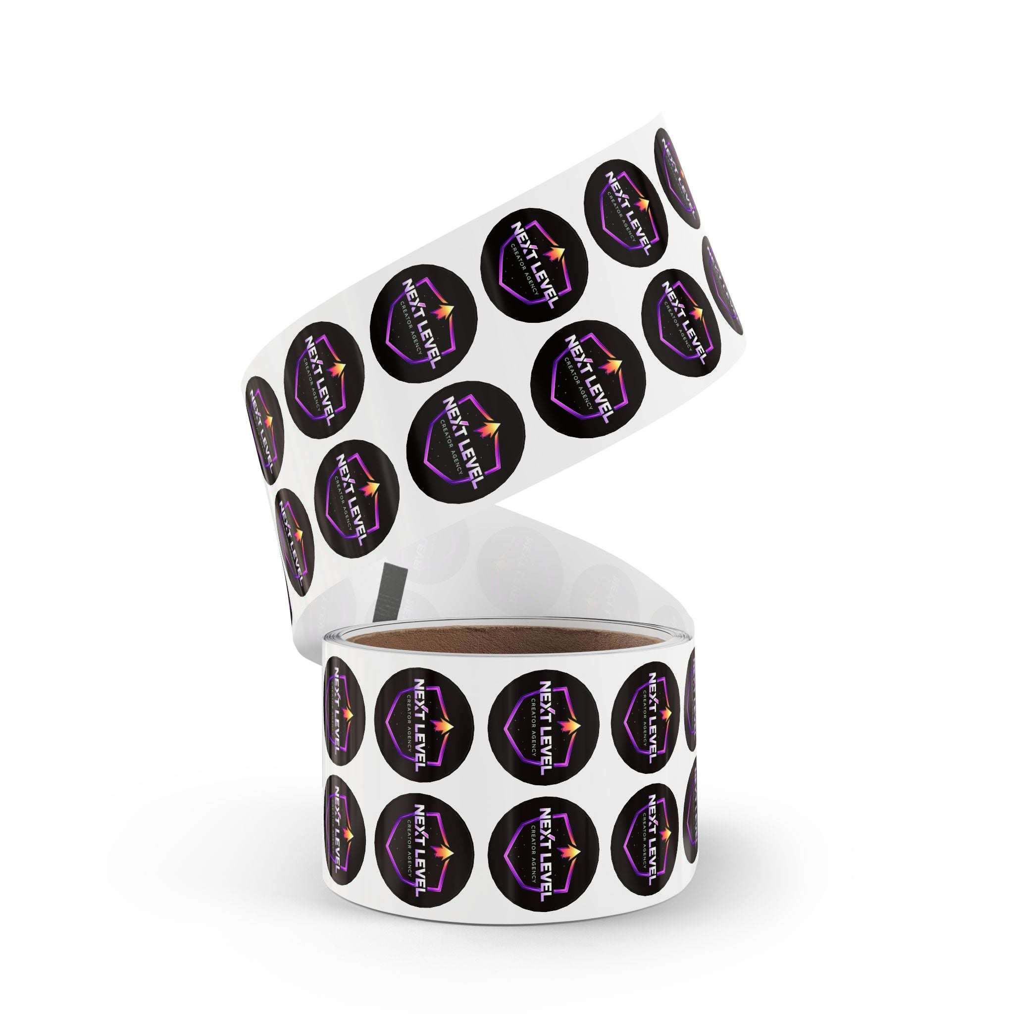 Next Level Round Sticker Labels – Branded Logo Sticker Rolls for Packaging & Promotions